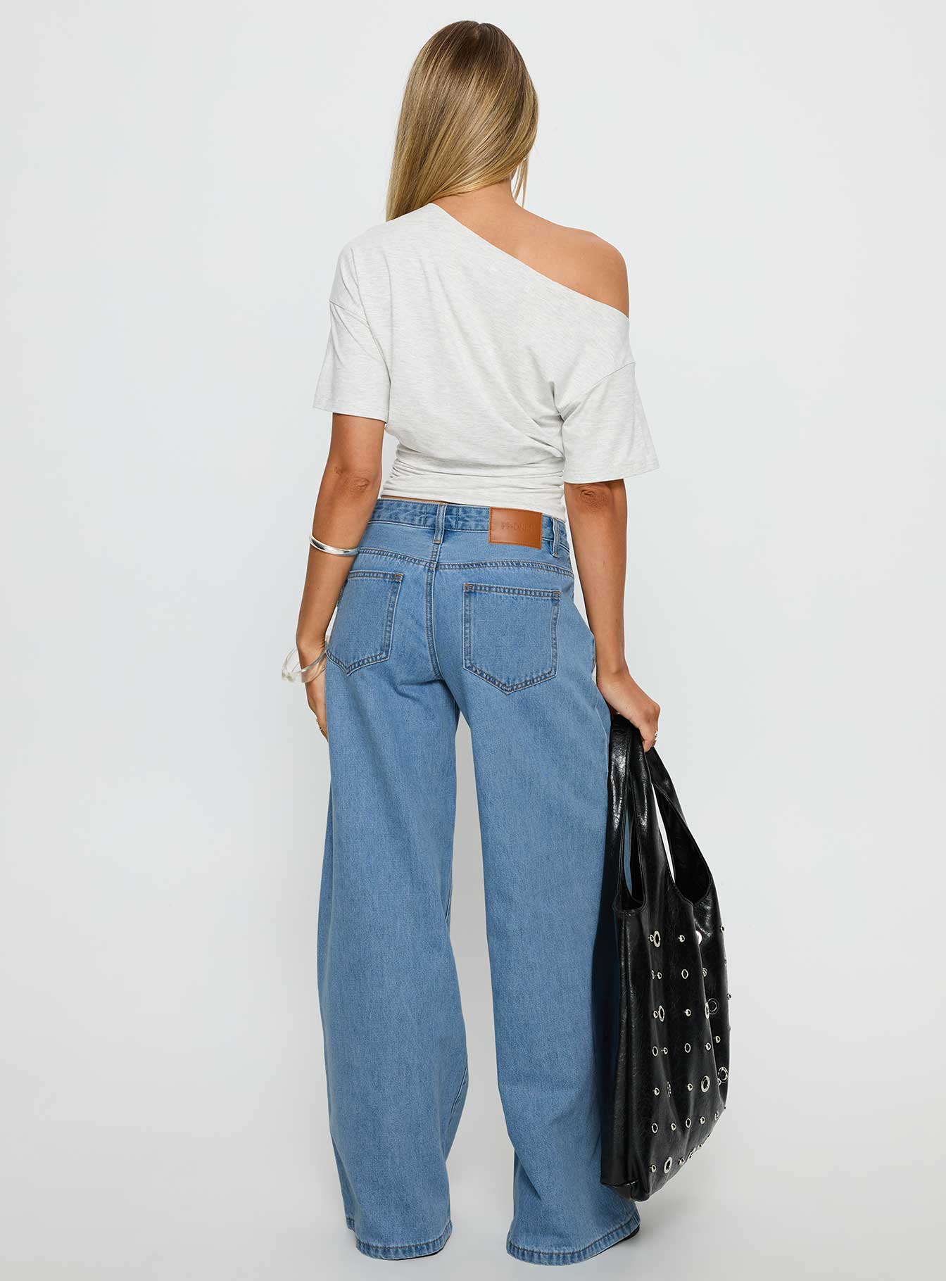 Supercut Low Rise Baggy Pleat Jeans Light Blue Wash women's denim jeans by Ellevoria