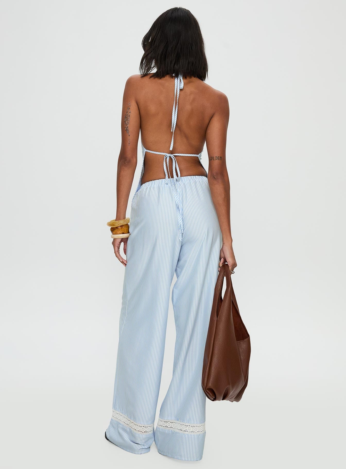 Summer Too Hot Pant Blue Stripe women's pant set by Ellevoria