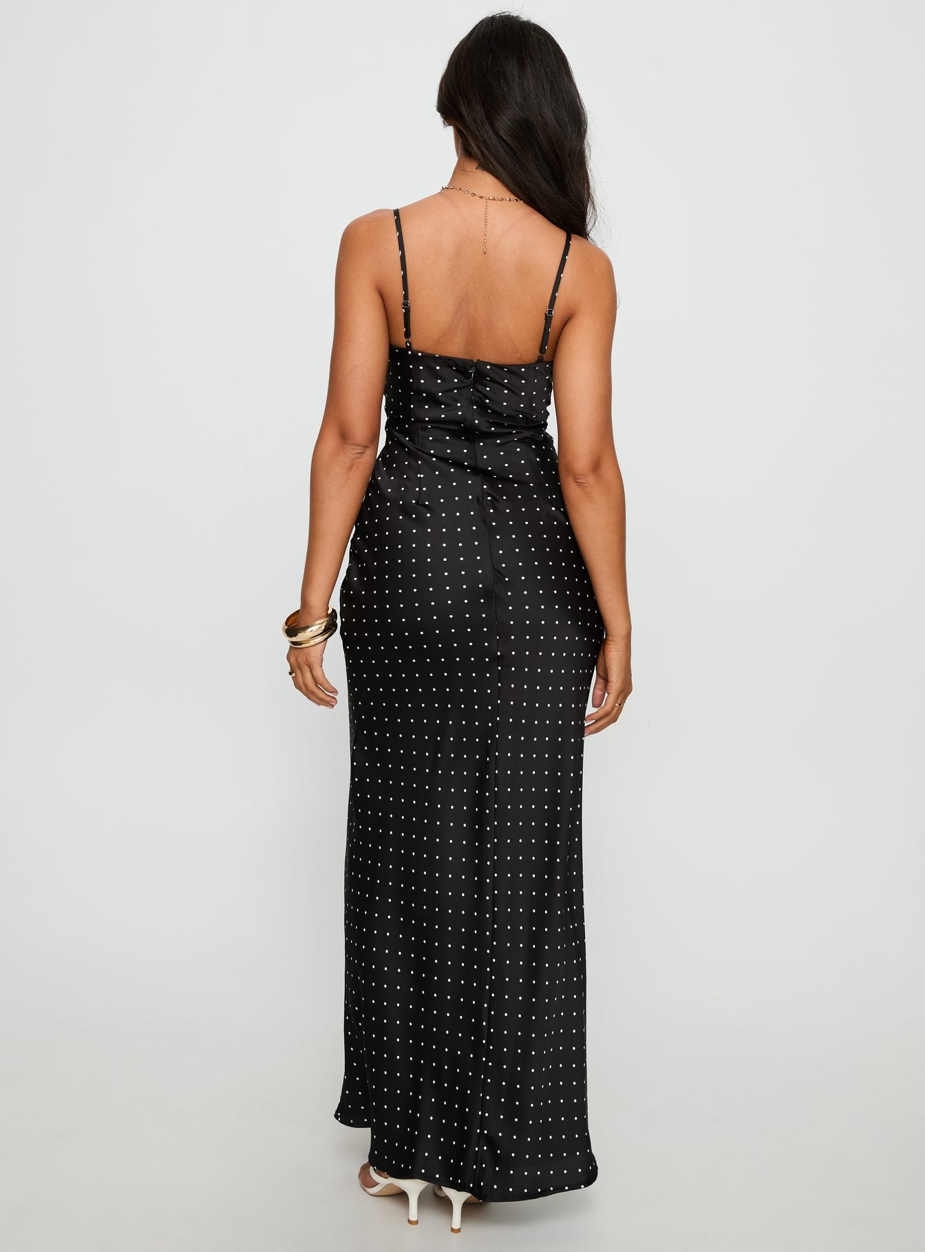 Inki Lace Maxi Dress Black Polka Dot - women's maxi dress by Ellevoria - view 4