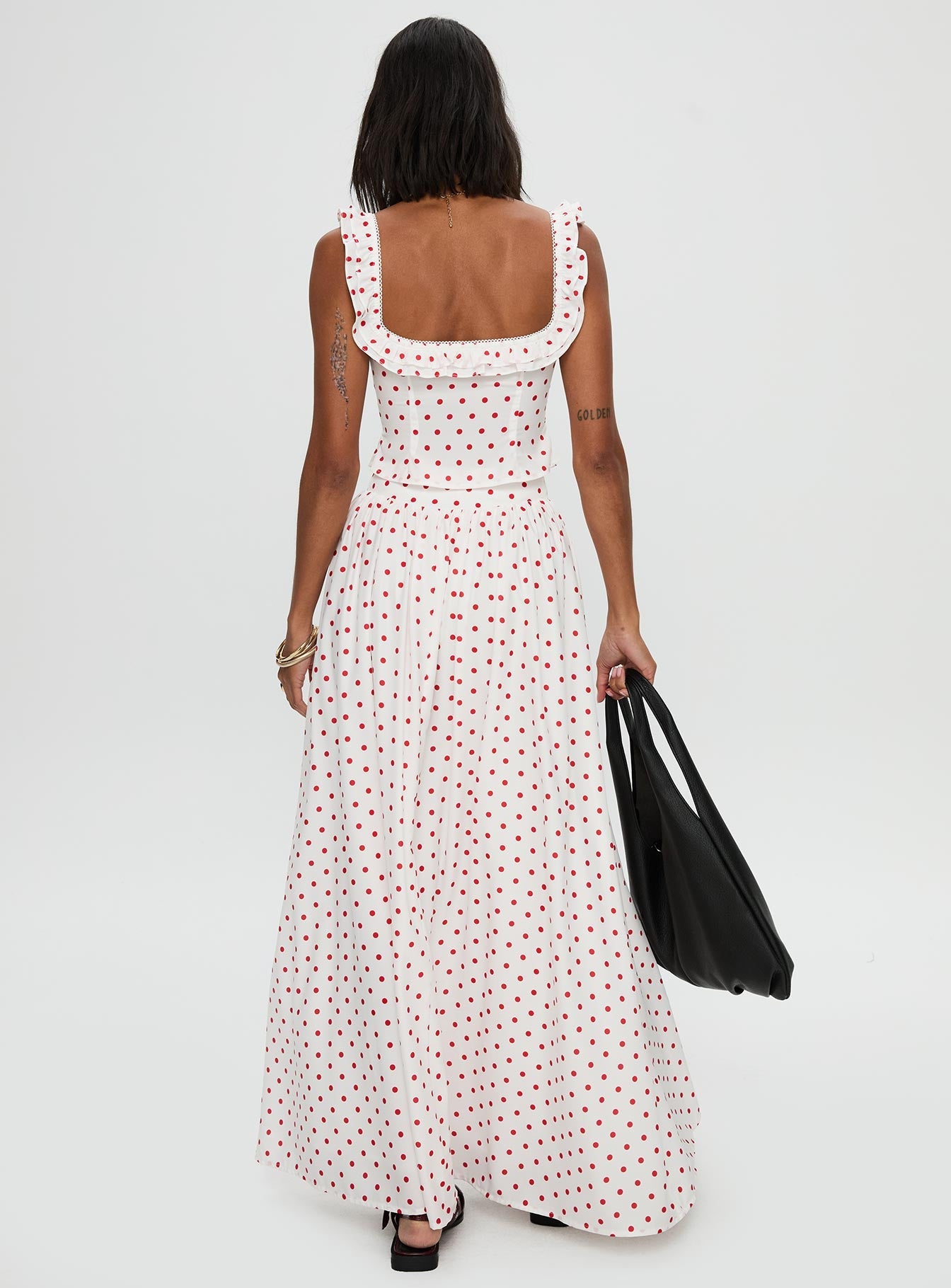 Valerio Maxi Skirt White / Red women's two piece set by Ellevoria