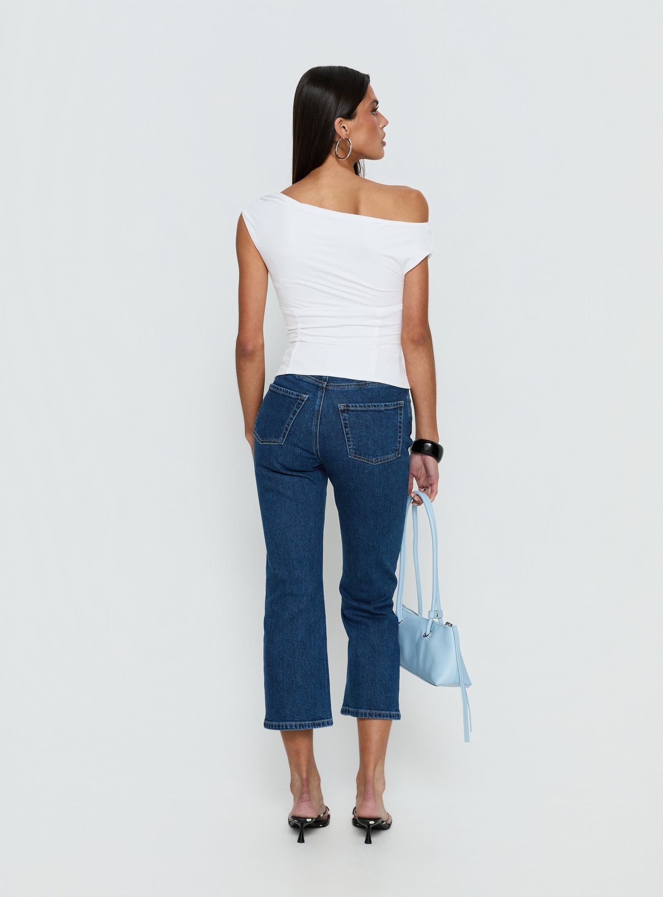 Cindee High Rise Cropped Jeans Mid Blue Wash women's denim jeans by Ellevoria