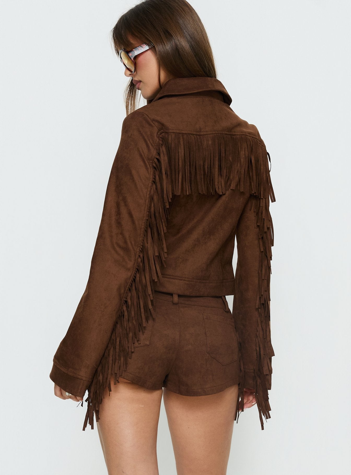Dakohda Fringe Jacket Chocolate Brown women's jacket by Ellevoria