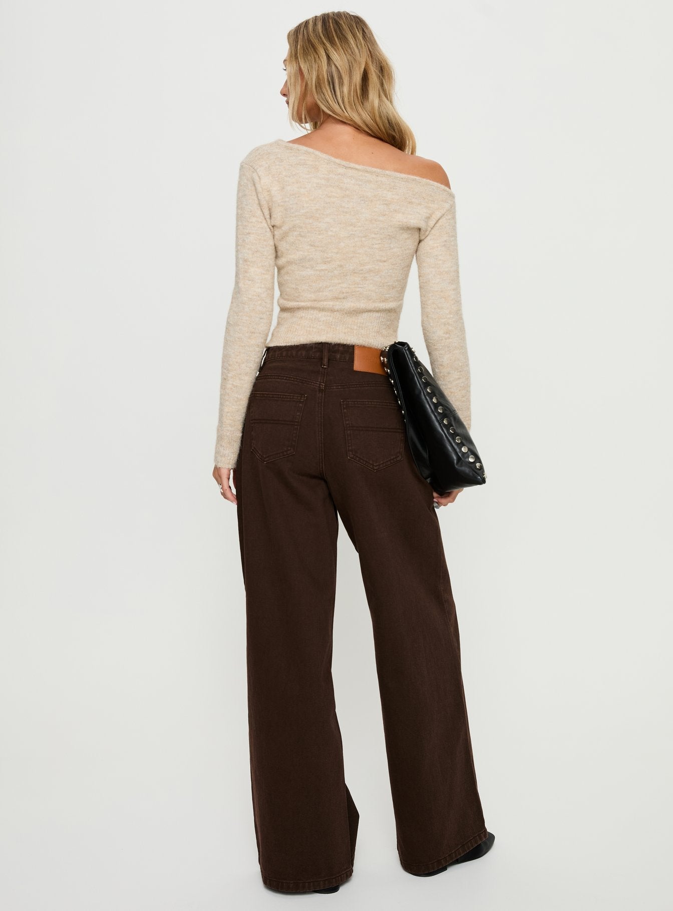 Naylor Mid Rise Wide Leg Jeans Brown women's denim jeans by Ellevoria