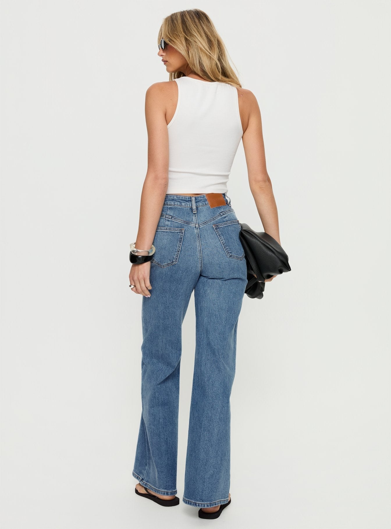 Thearlie High Rise Flared Jeans Mid Blue Wash women's denim jeans by Ellevoria