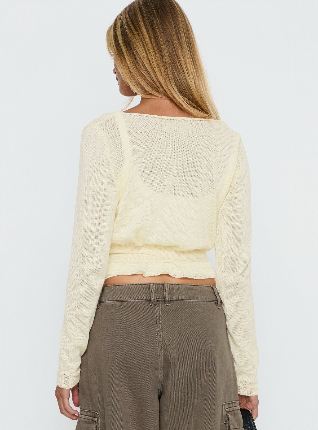 Tonee Sheer Wrap Knit Cardigan Butter Cream women's sweater by Ellevoria