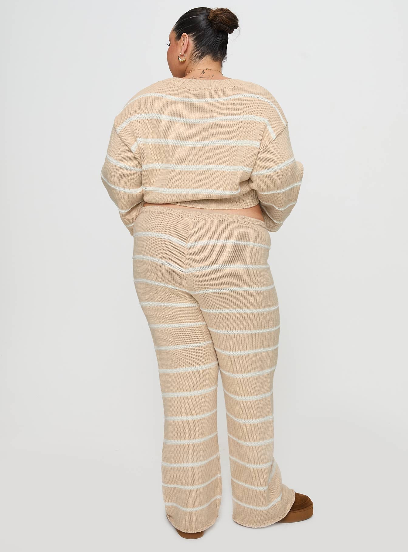 Read Your Mind Knit Pant Cream Stripe women's pant set by Ellevoria