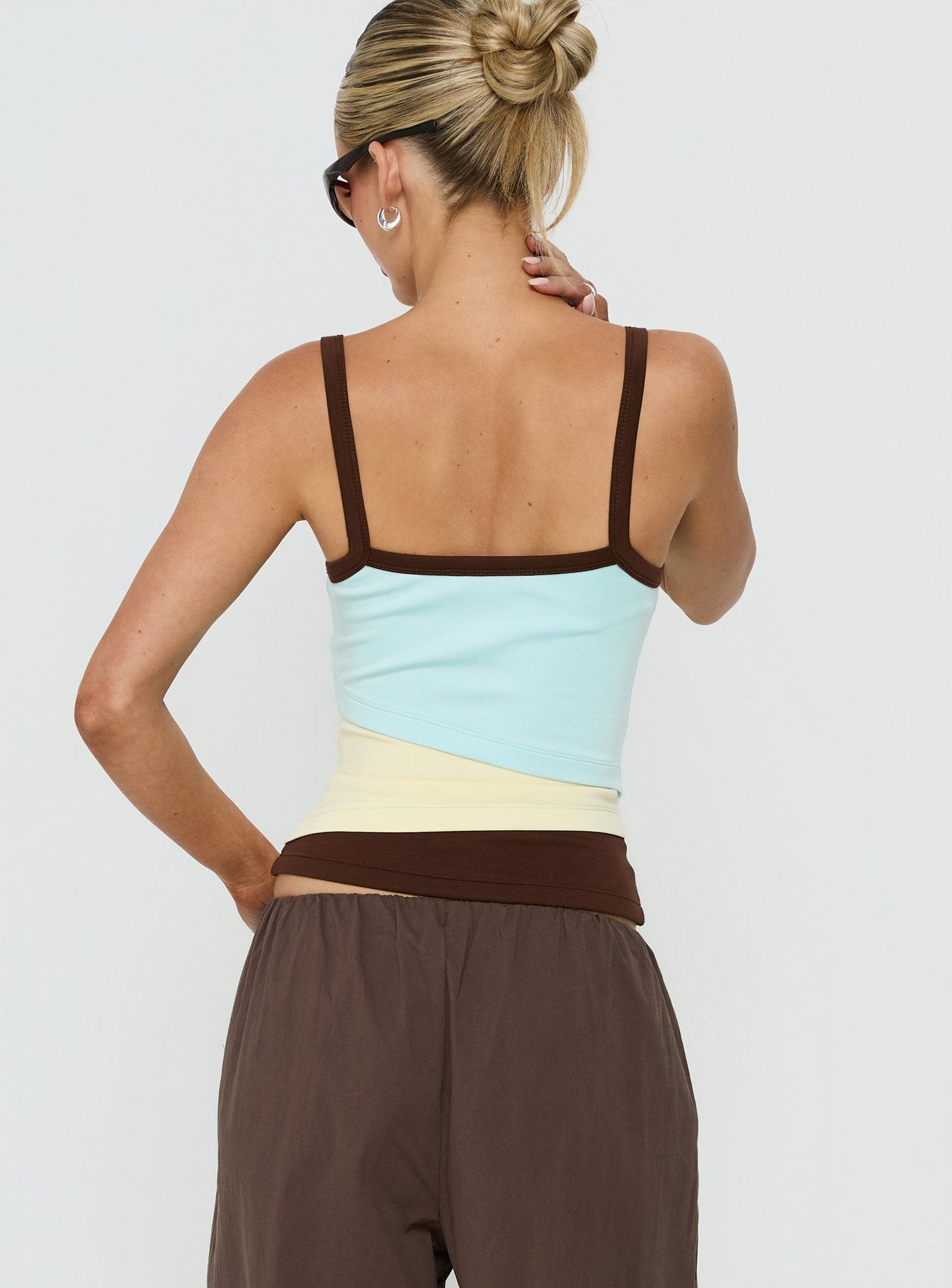 Maezo Spliced Tank Top Blue / Yellow - women's top by Ellevoria - view 5