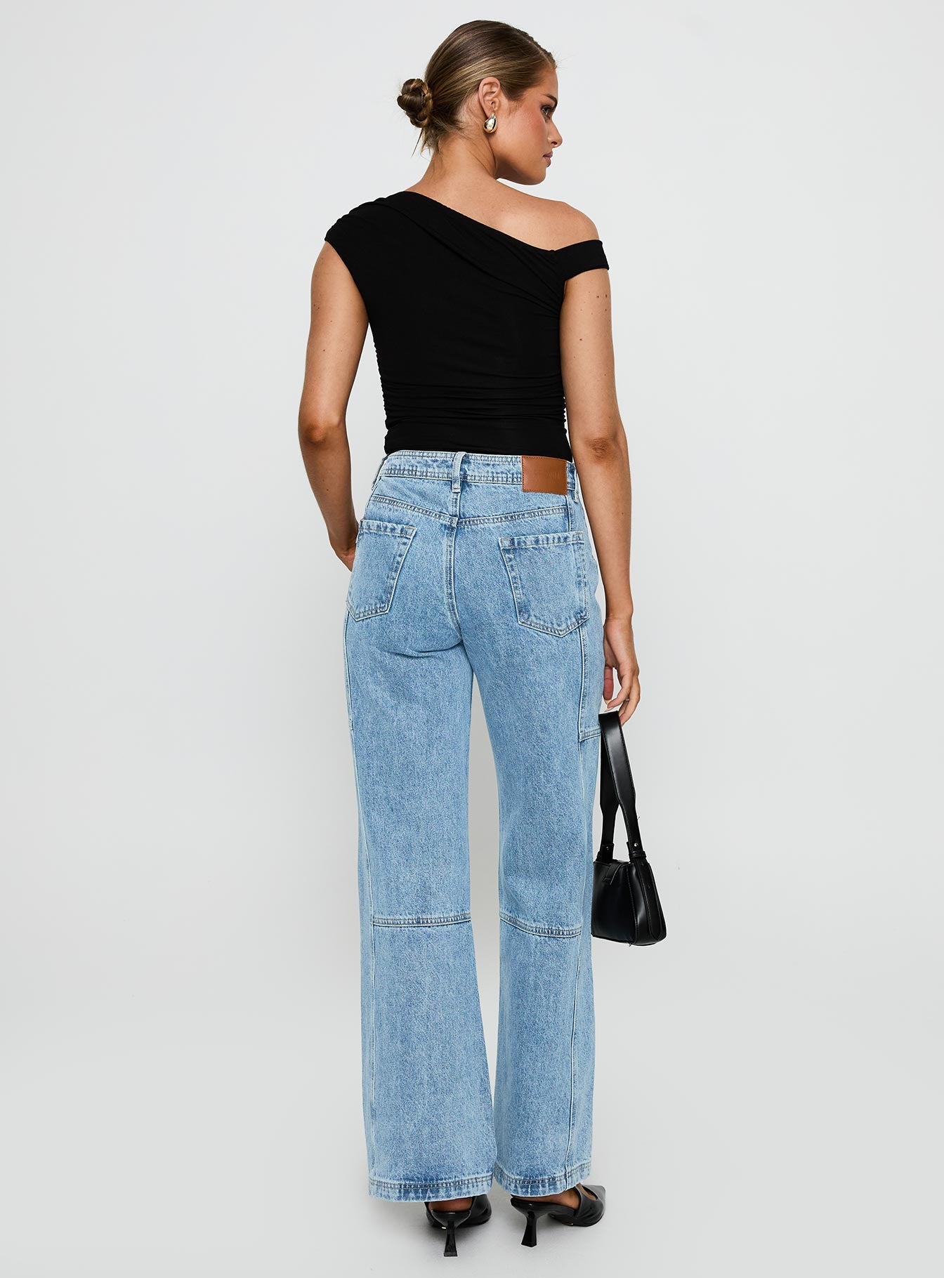 Chad Cargo High Rise Wide Leg Jeans Mid Wash women's denim jeans by Ellevoria