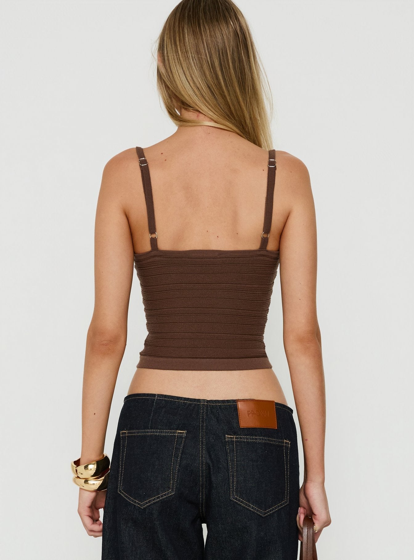 Wilah Knit Tank Top Brown - women's top by Ellevoria - view 5