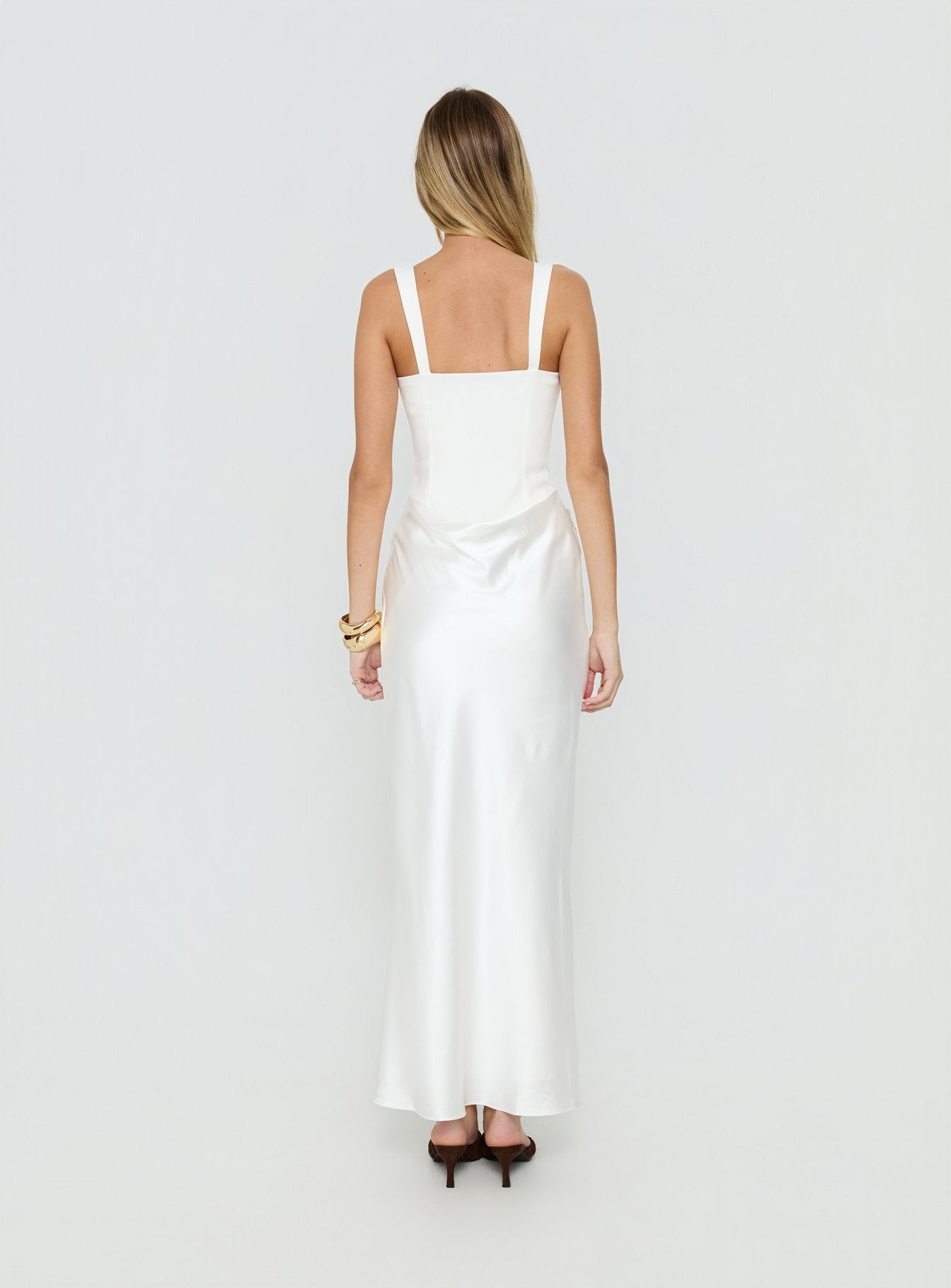Ryana Corset Drape Maxi Dress White - women's maxi dress by Ellevoria - view 5