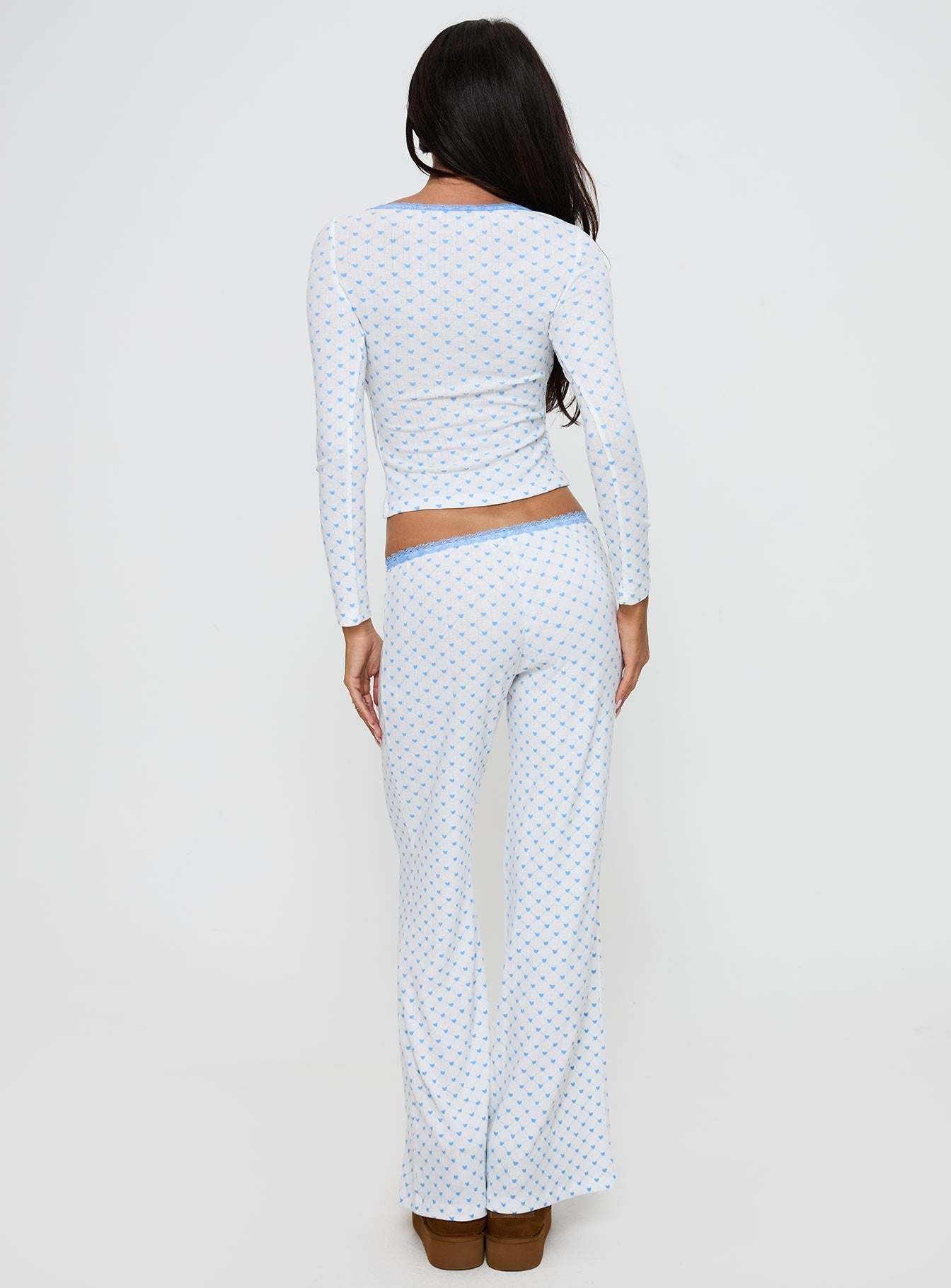 Whimsie Pointelle Sleep Pants Blue / White women's pant set by Ellevoria