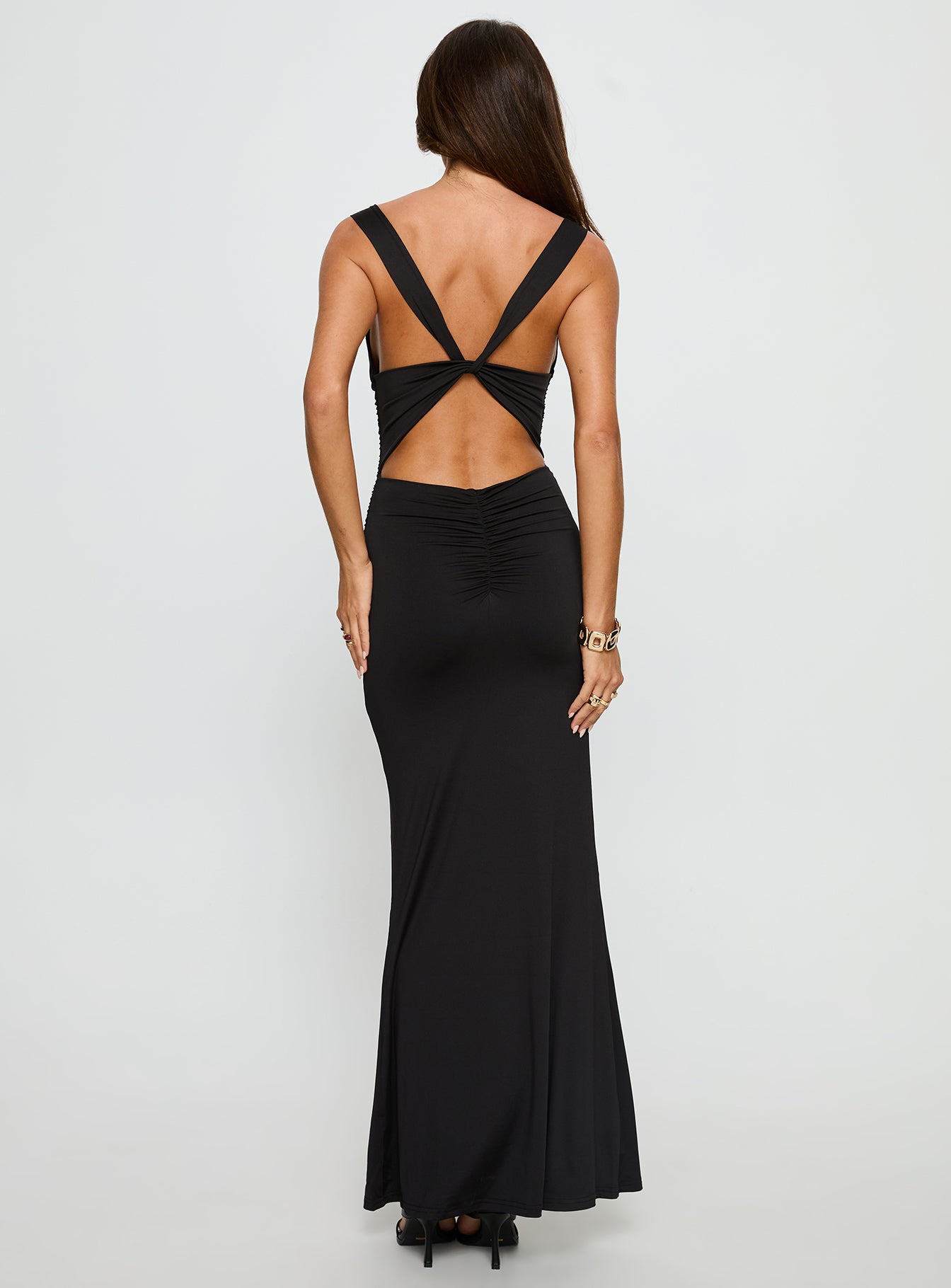 Yakira Halter Cut Out Maxi Dress Black - women's maxi dress by Ellevoria - view 5