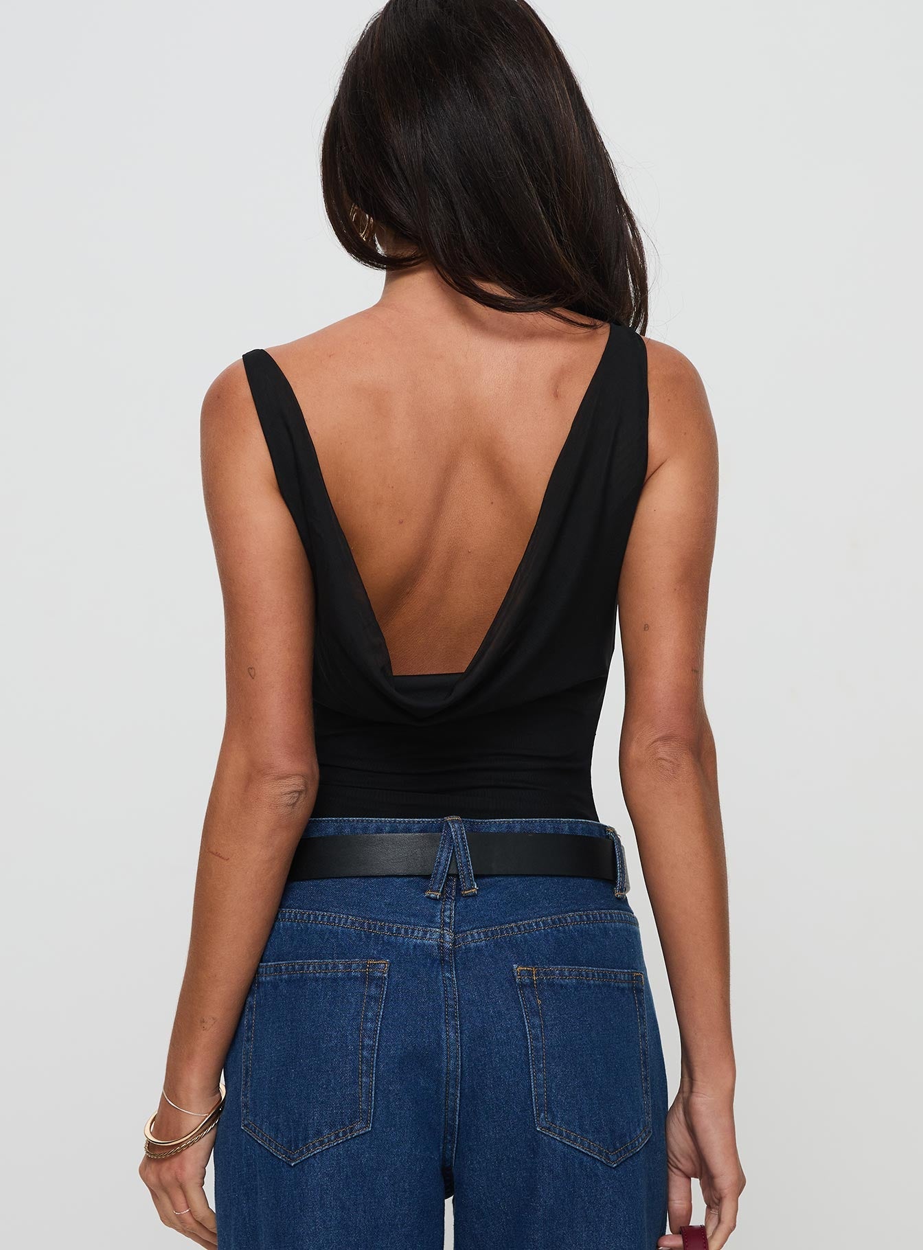 Axton Cowl Neck Bodysuit Black - women's top by Ellevoria - view 5