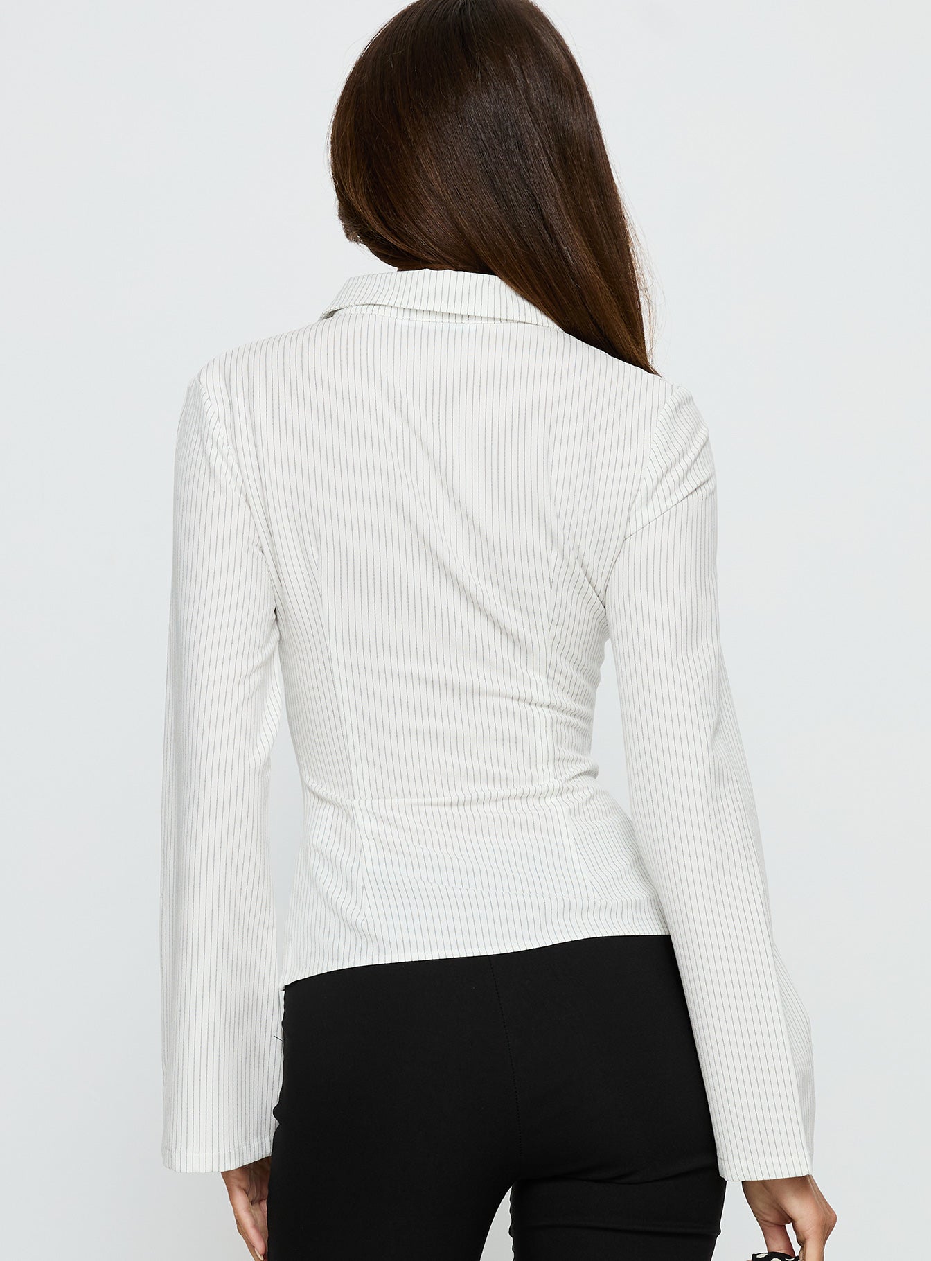 Anni Pinstripe Shirt White - women's shirt by Ellevoria - view 5