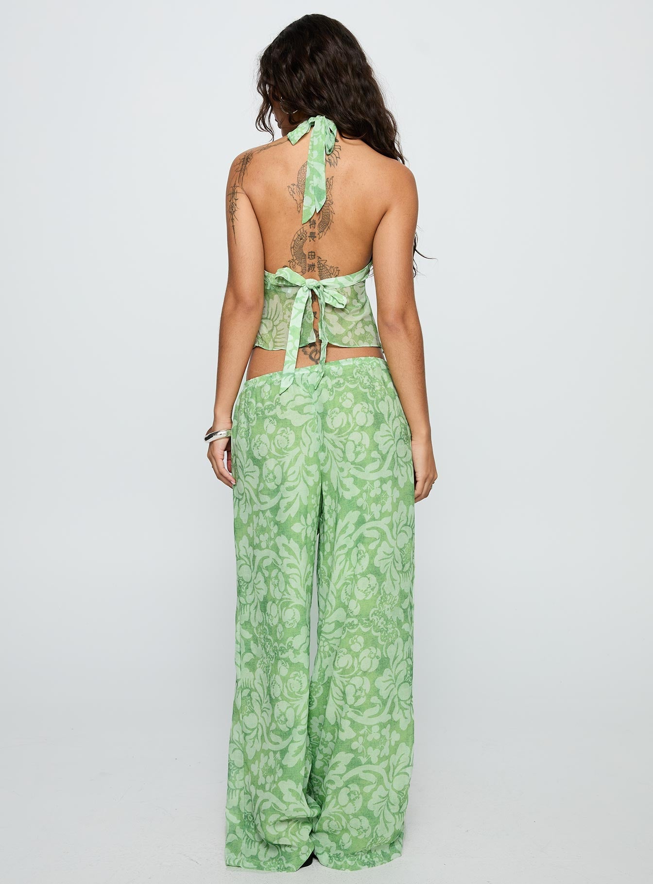 Finesse Pants Green Floral women's pant set by Ellevoria