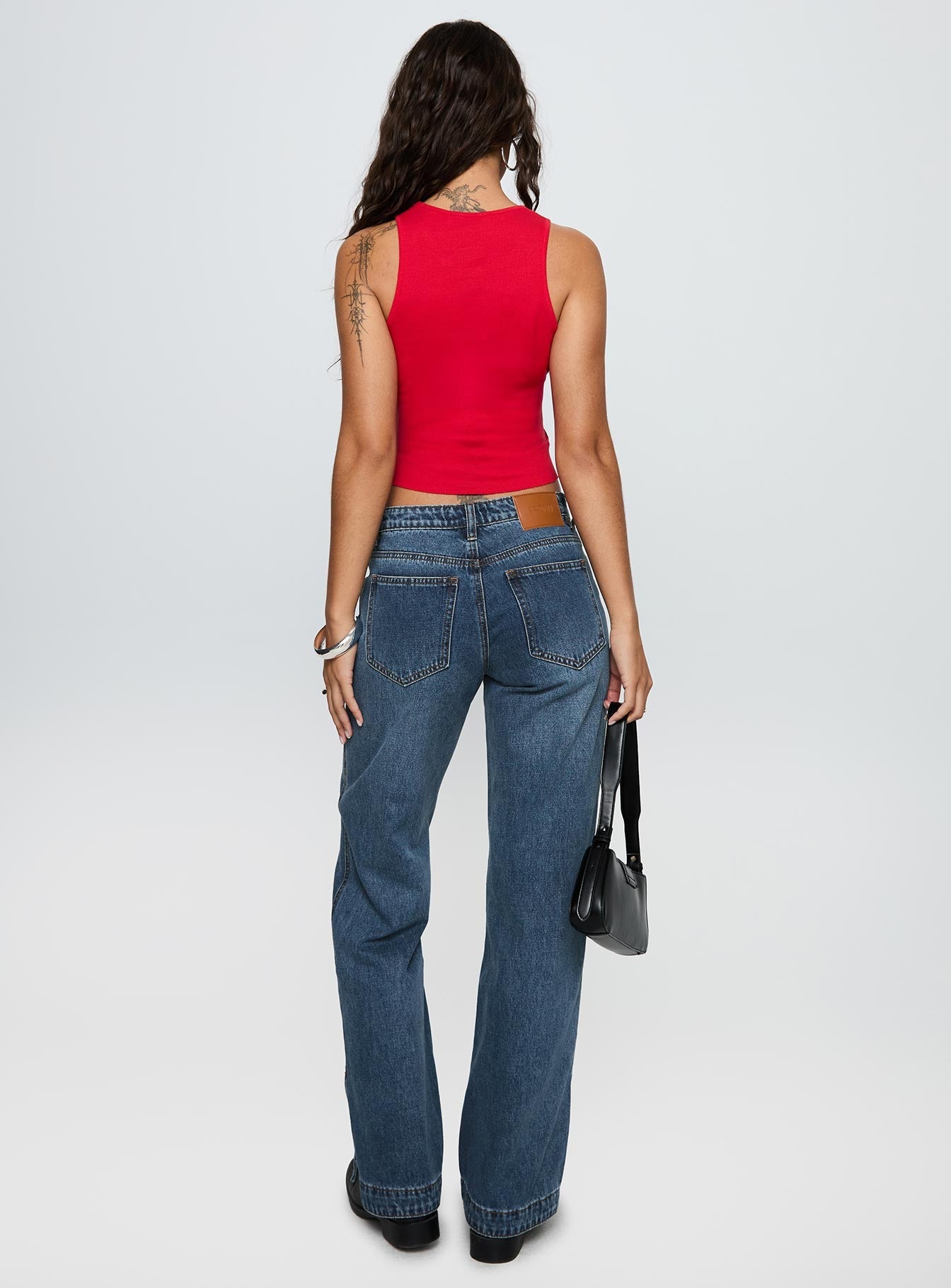 Dog Days Mid Rise Straight Leg Jeans Dark Blue Wash women's denim jeans by Ellevoria