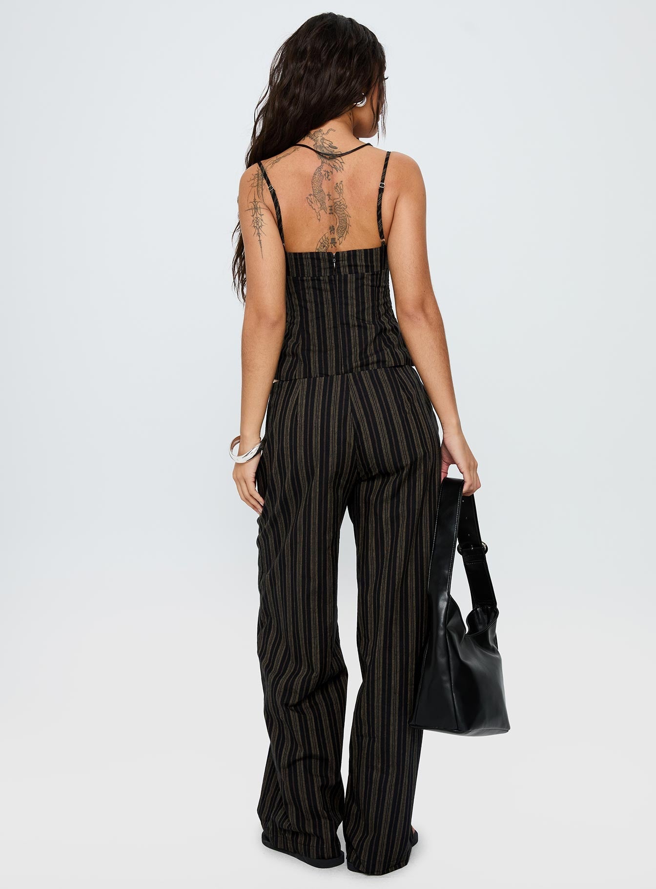 Kierstyn Corset Set Black Stripe Petite women's matching set by Ellevoria