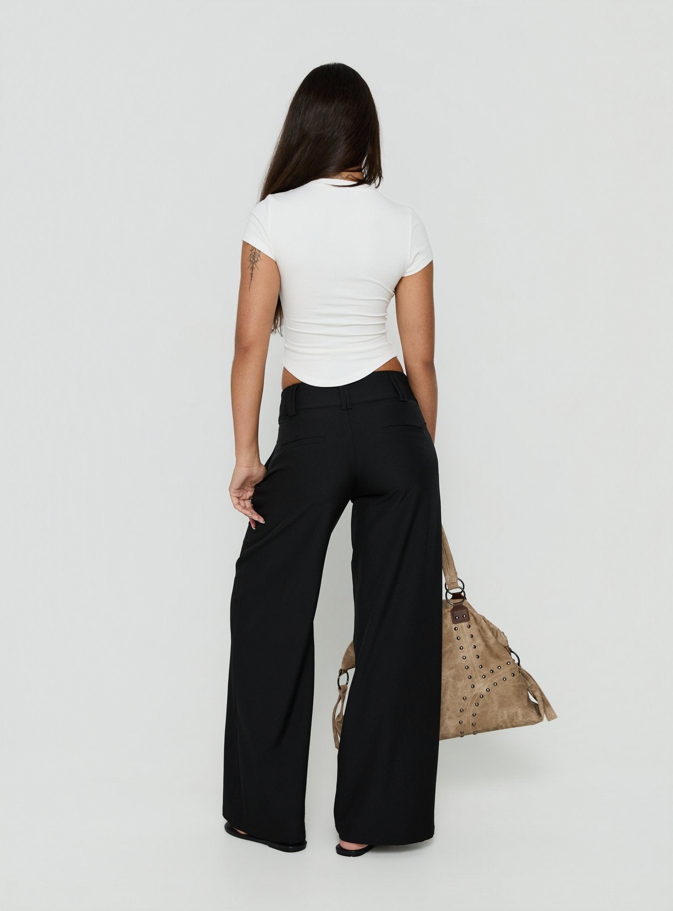 Loved Up Low Rise Baggy Pants Black - loose fit women's bottoms by Ellevoria
