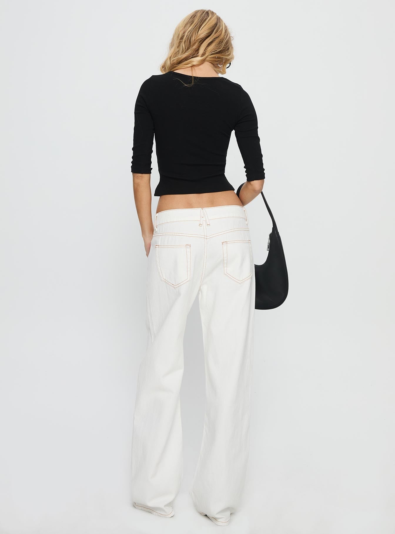 Top Model Low Rise Straight Leg Jeans Porcelain women's two piece set by Ellevoria