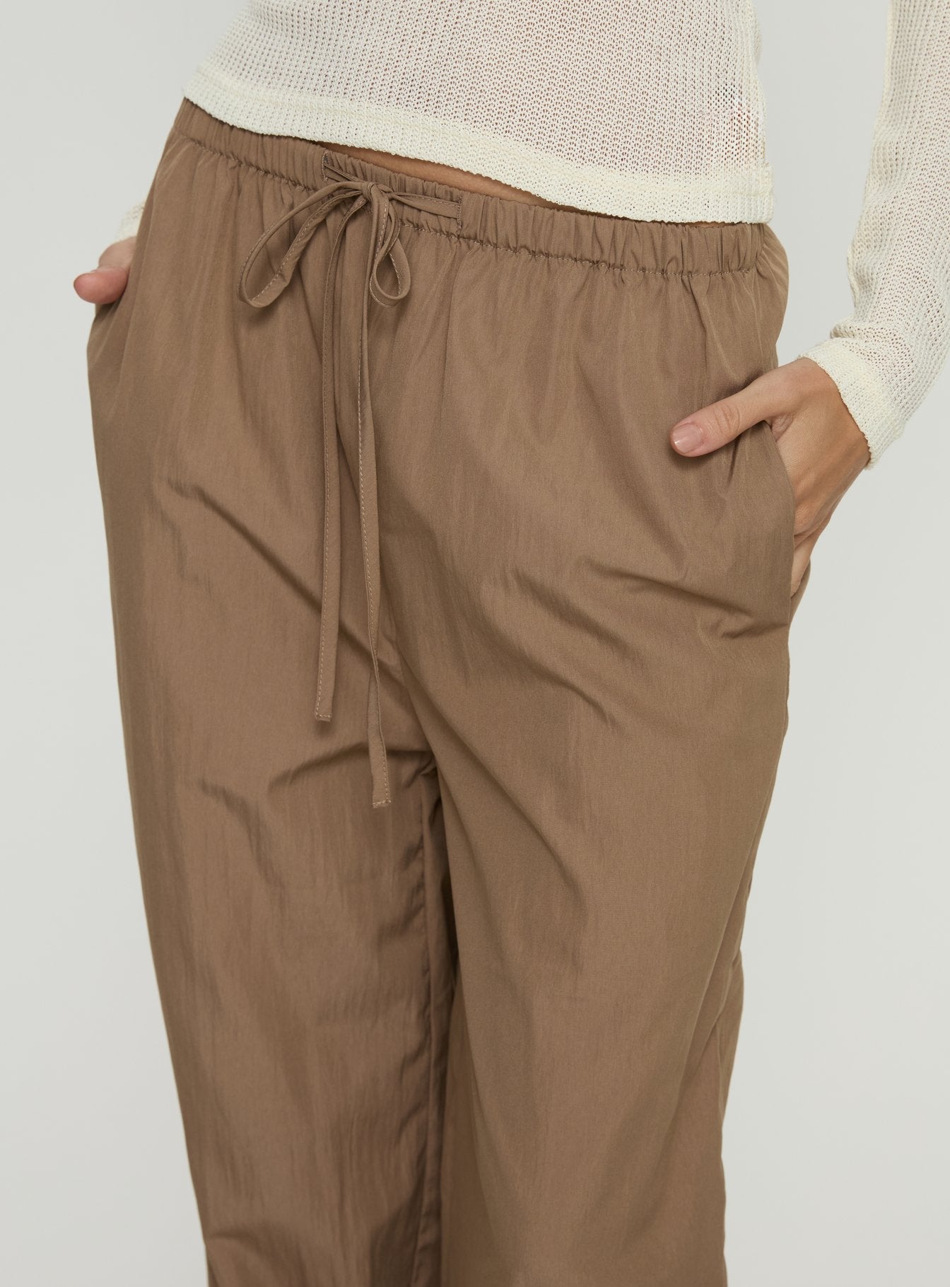 Romonda Drawstring Straight Leg Pants Khaki - loose fit women's bottoms by Ellevoria