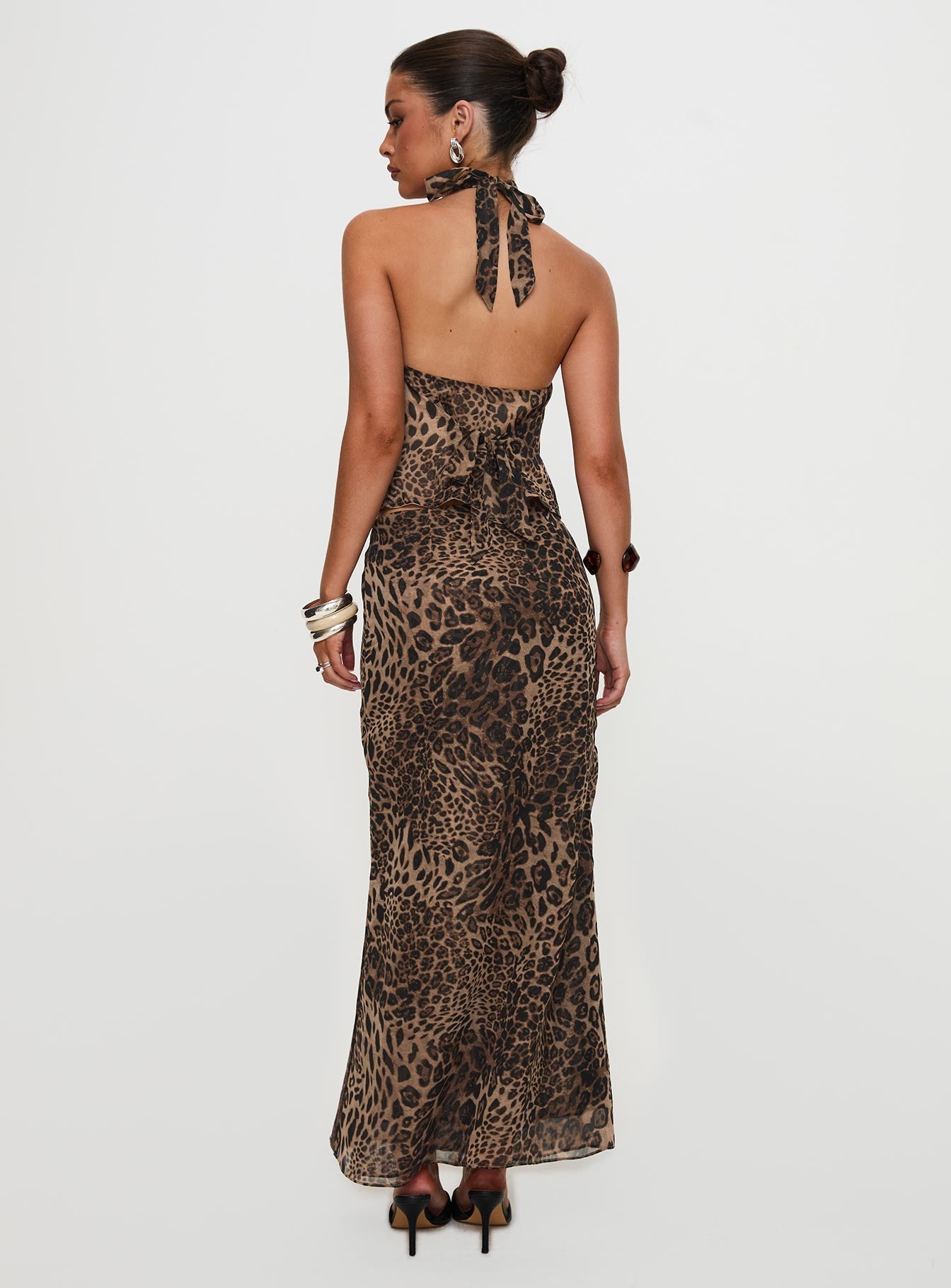 Eleganza Maxi Skirt Leopard women's two piece set by Ellevoria