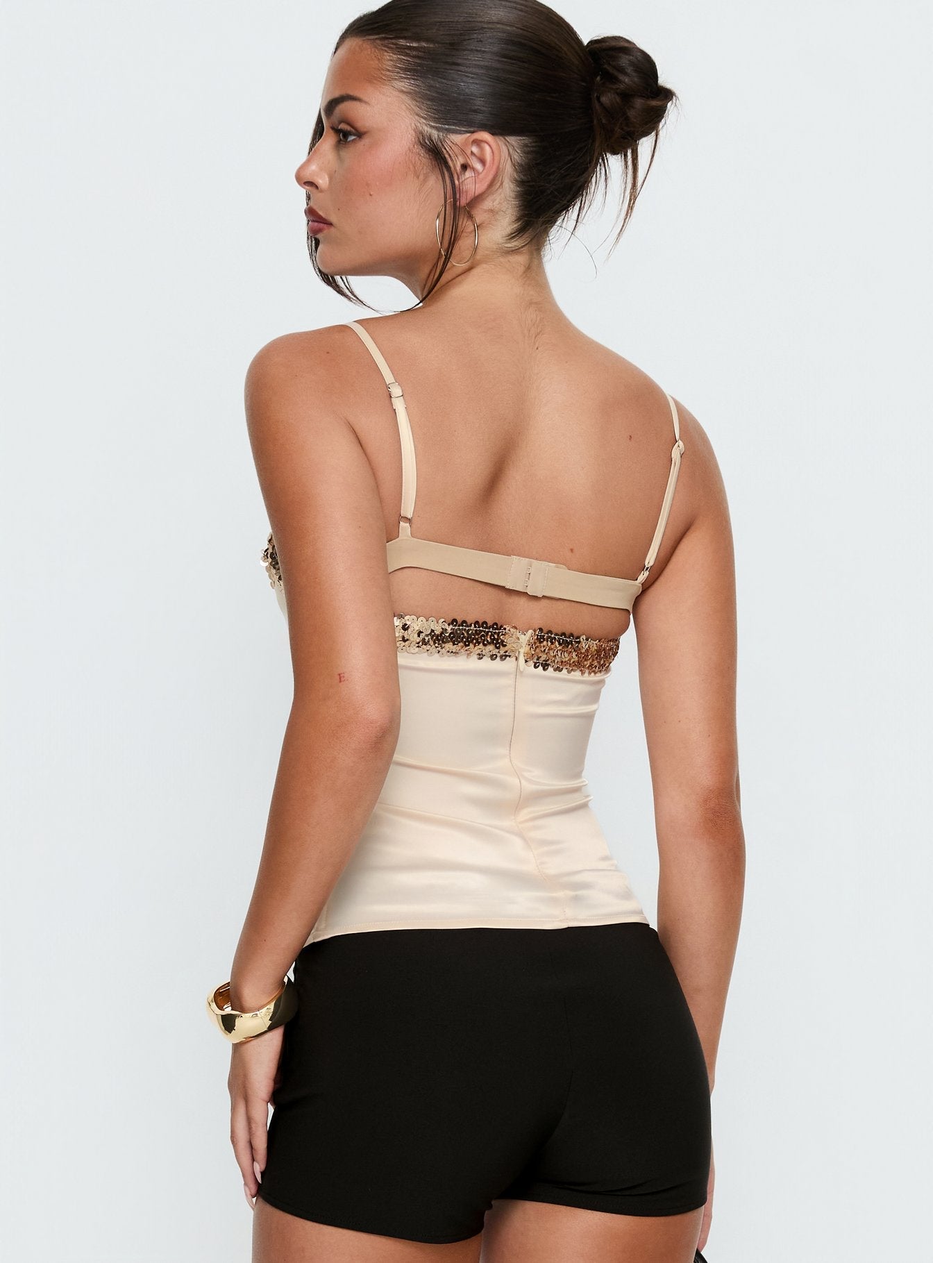 Myrah Layered Sequin Top Cream - women's top by Ellevoria - view 5