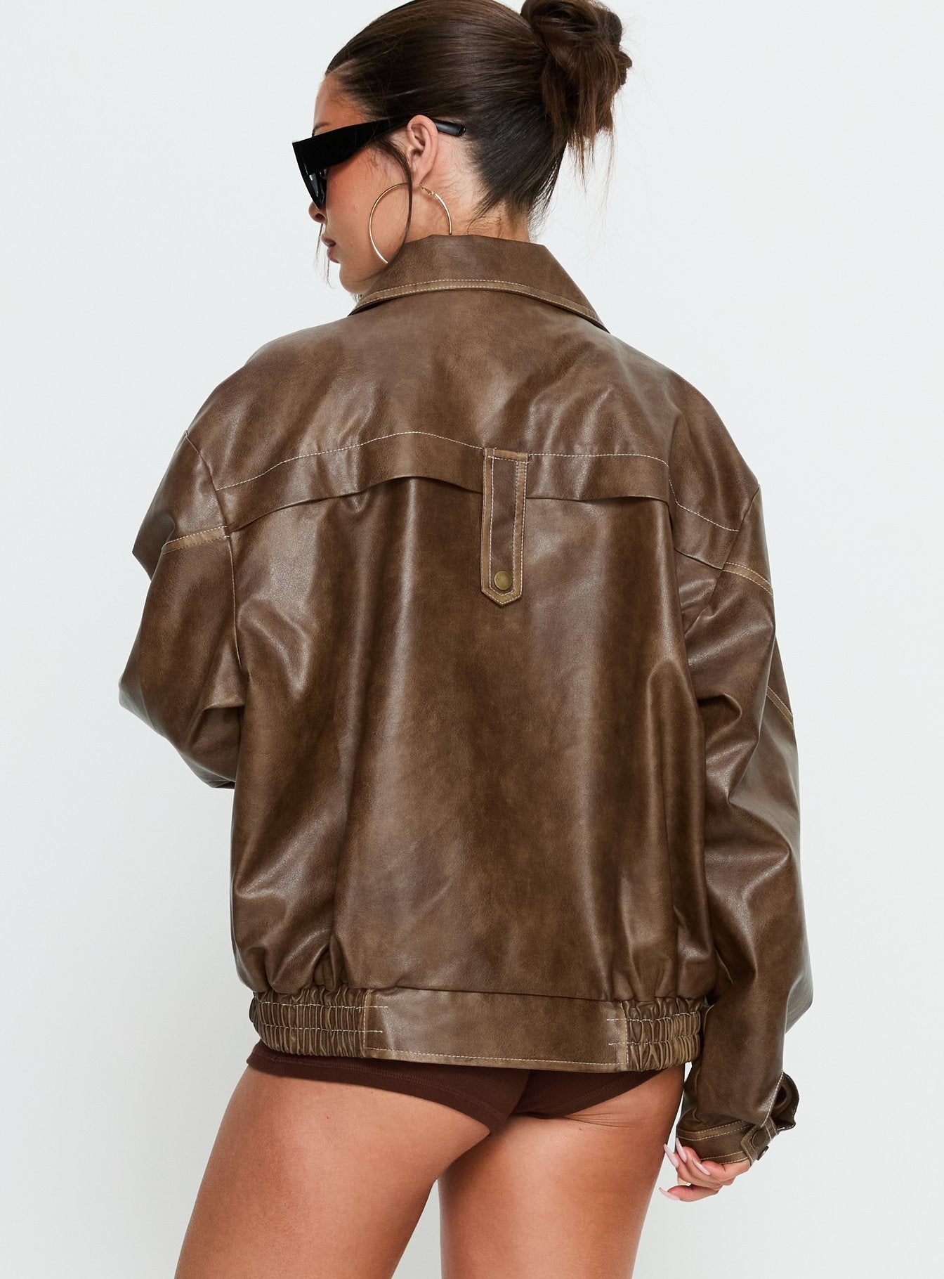 Jaxton Faux Leather Jacket Light Brown women's jacket by Ellevoria