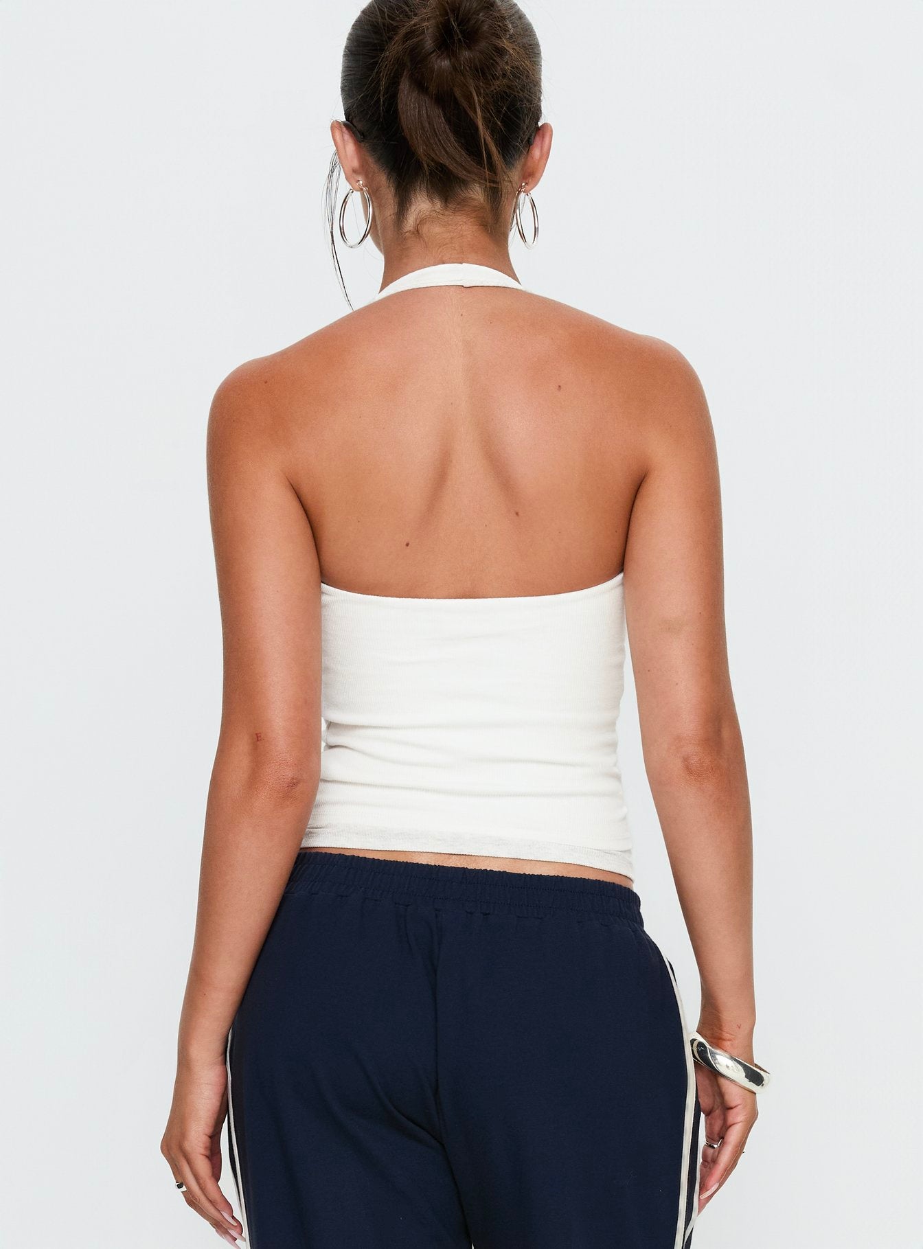 Debee Layered Halter Top White / Grey - women's top by Ellevoria - view 5