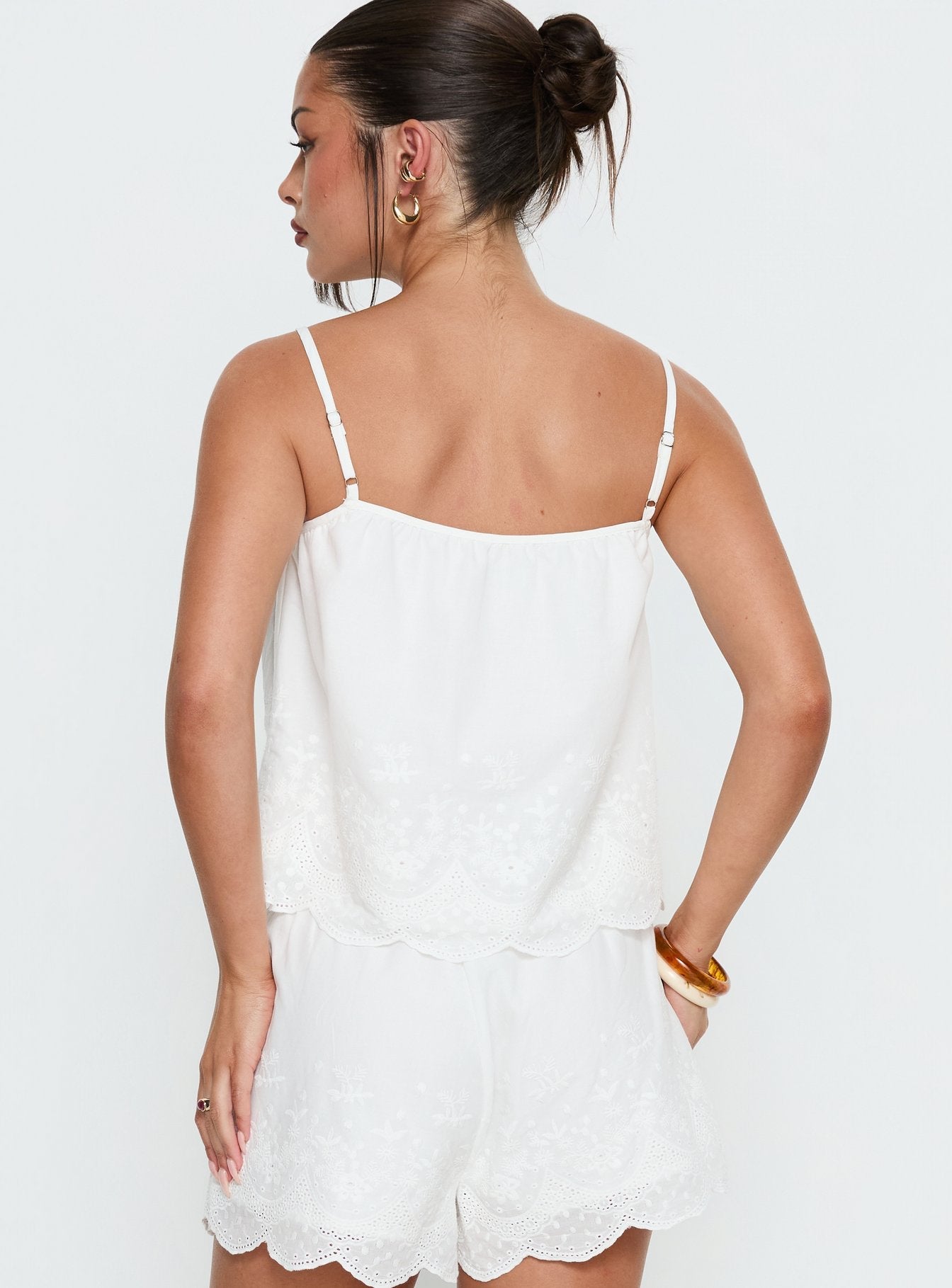 Madison Avenue Embroidered Detail Top White women's two piece set by Ellevoria