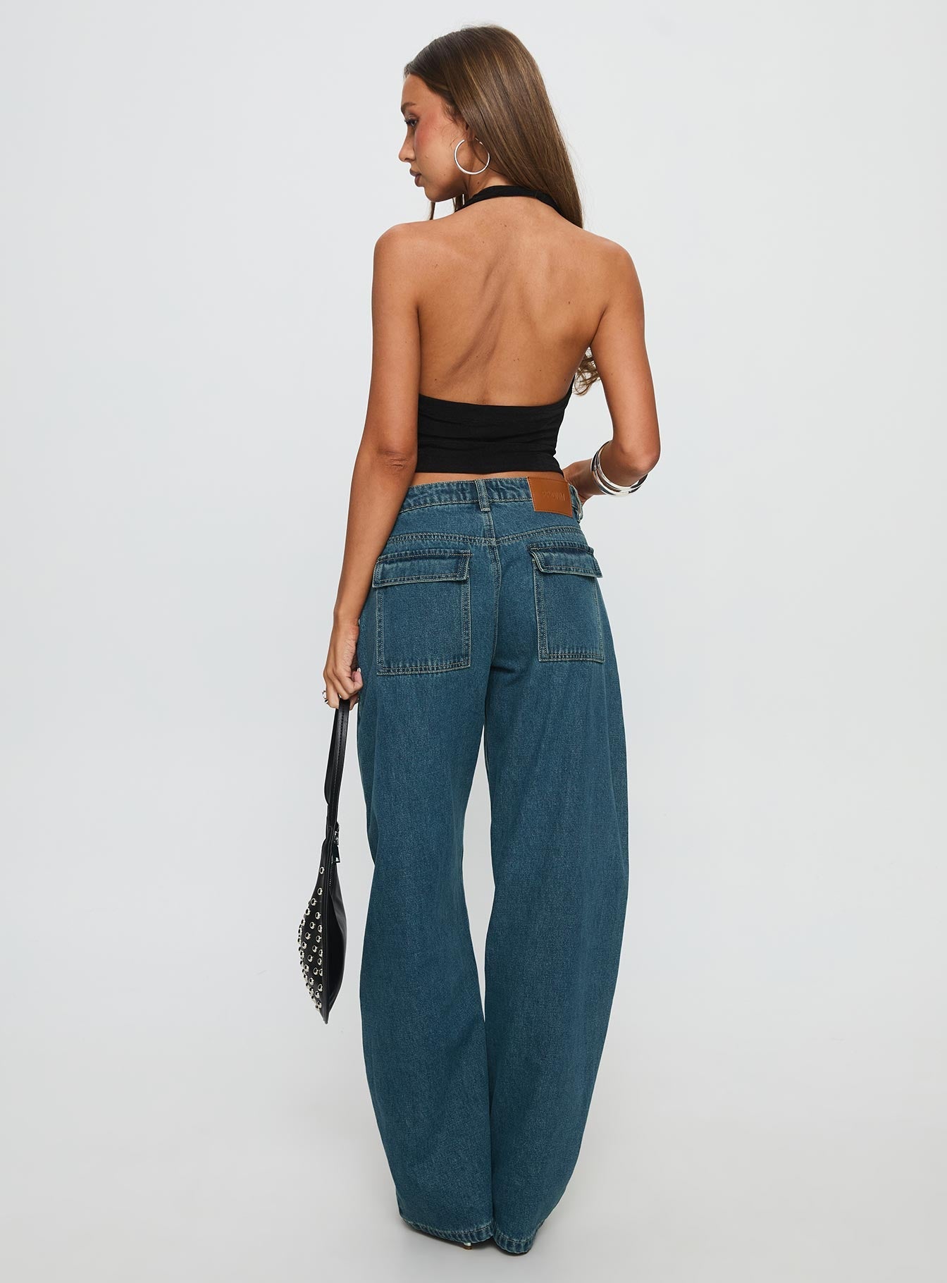 Juda Mid Rise Barrel Leg Jeans Mid Blue Wash women's denim jeans by Ellevoria