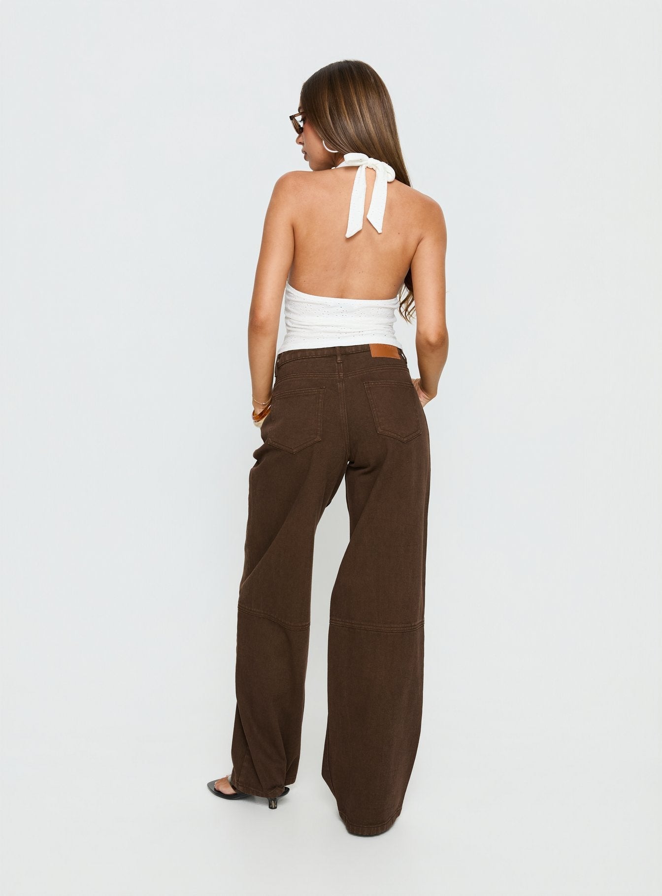 Lando Low Rise Straight Leg Jeans Chocolate women's denim jeans by Ellevoria