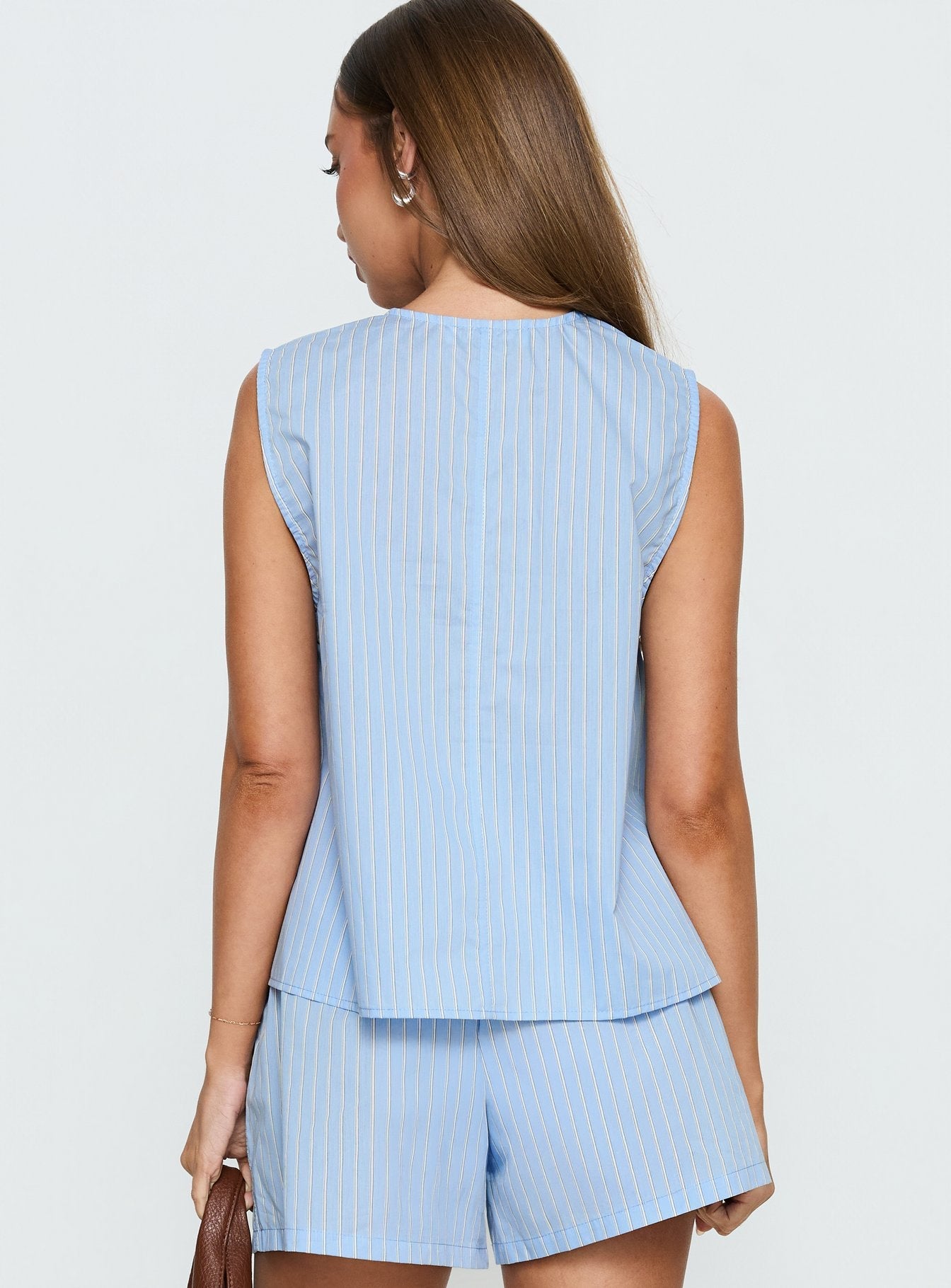 Carambola Ruched Sleeveless Top Blue women's matching set by Ellevoria