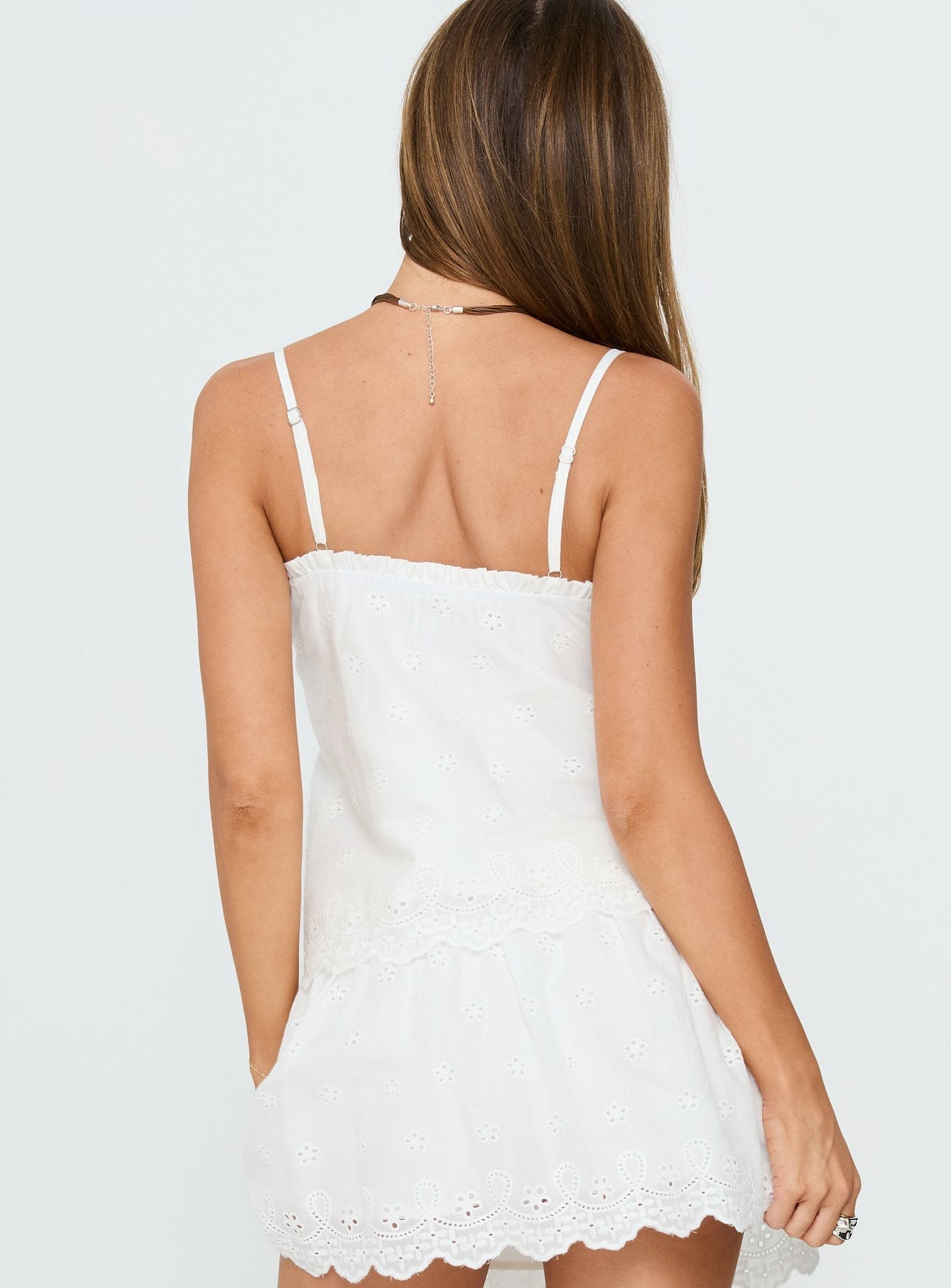 Tiriah Embroidered Cami Top White women's two piece set by Ellevoria