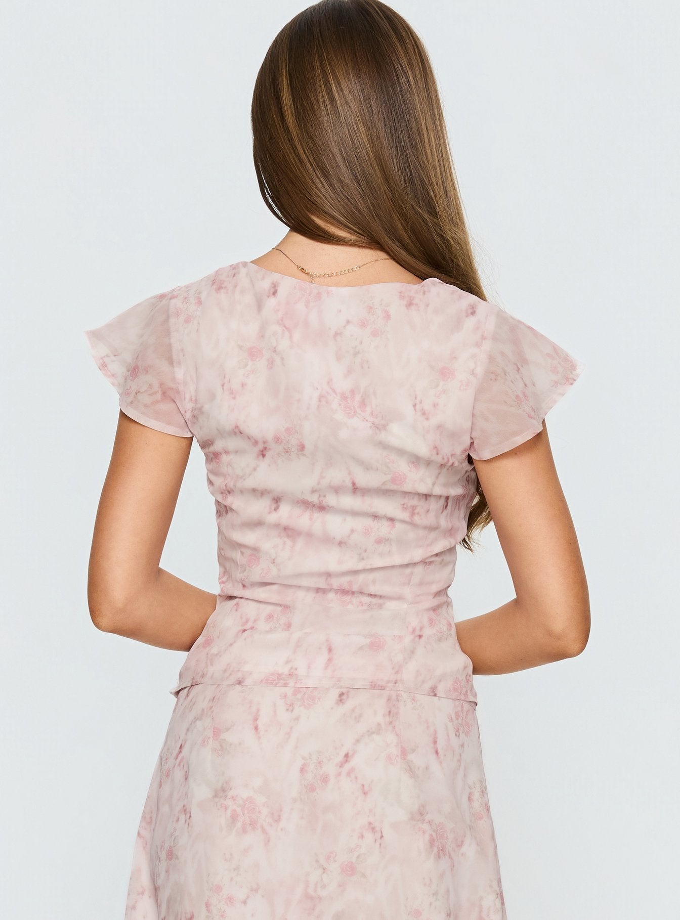 Avaline Lace Trim Blouse Top Pink women's matching set by Ellevoria