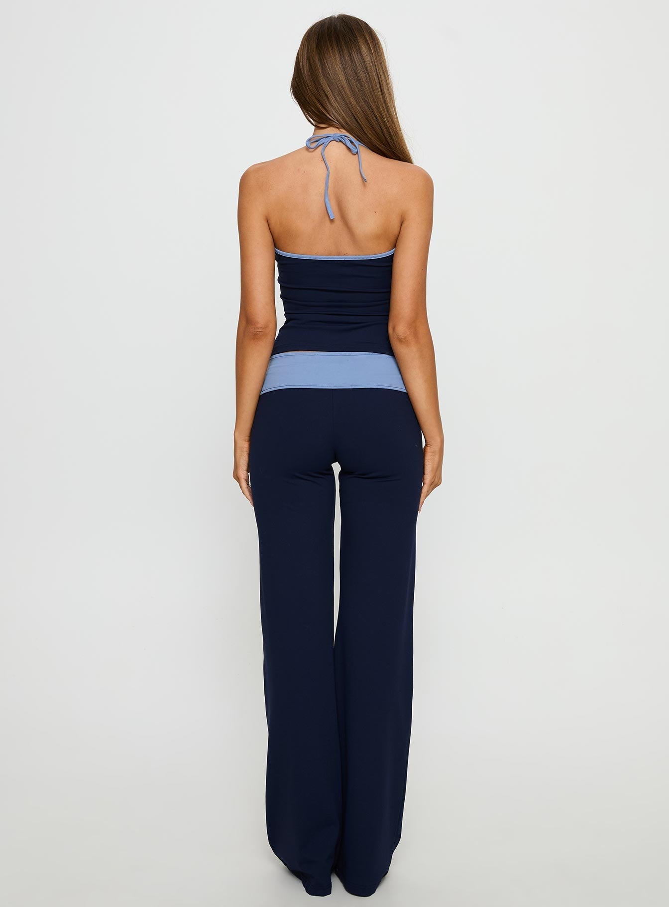 Kobee Jersey Flare Pants Navy / Light Blue women's pant set by Ellevoria