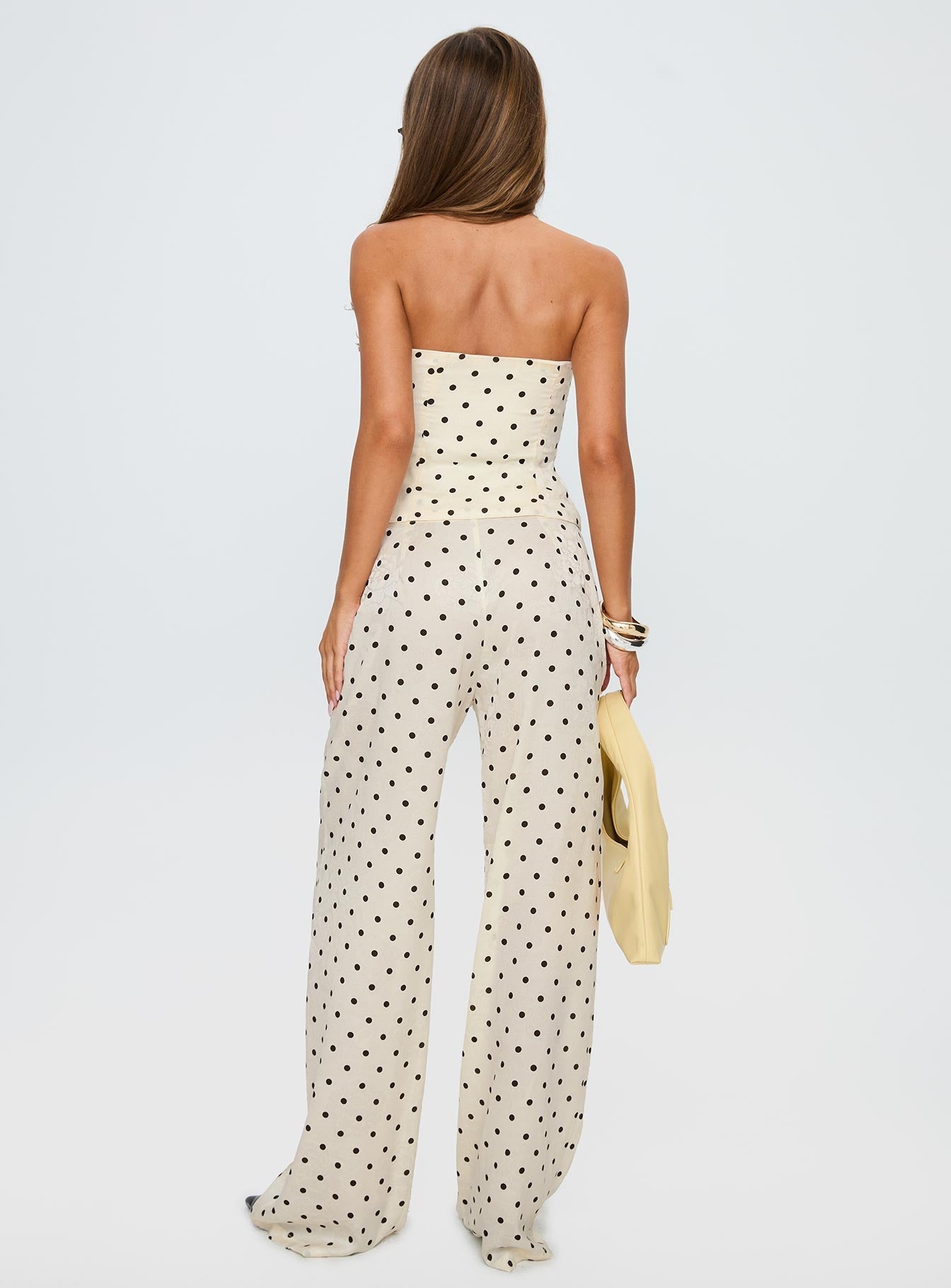 Powdered Sugar Strapless Set Cream Polka women's two piece set by Ellevoria