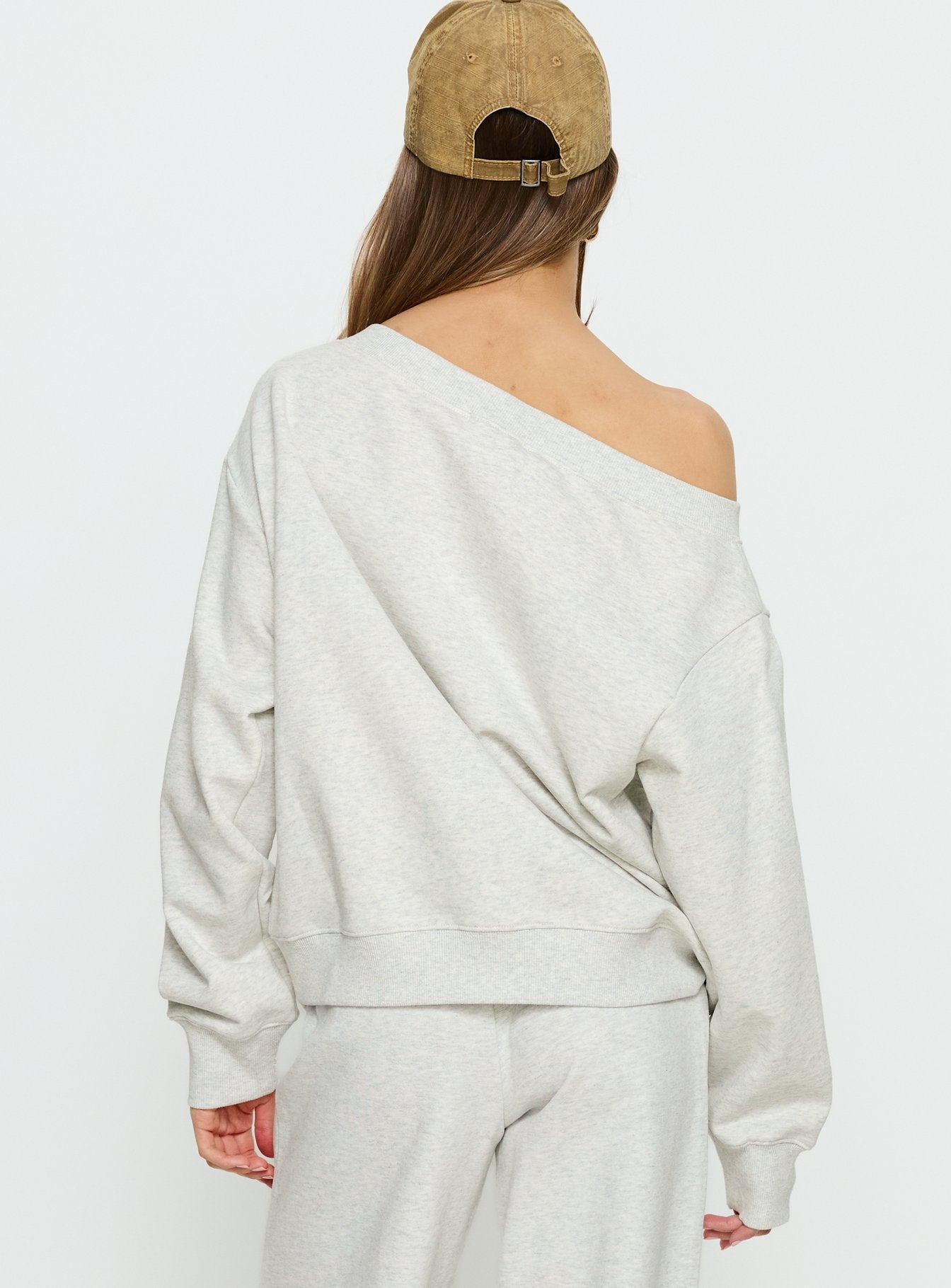 Wellness Off the Shoulder Jumper Grey Marle women's sweater by Ellevoria
