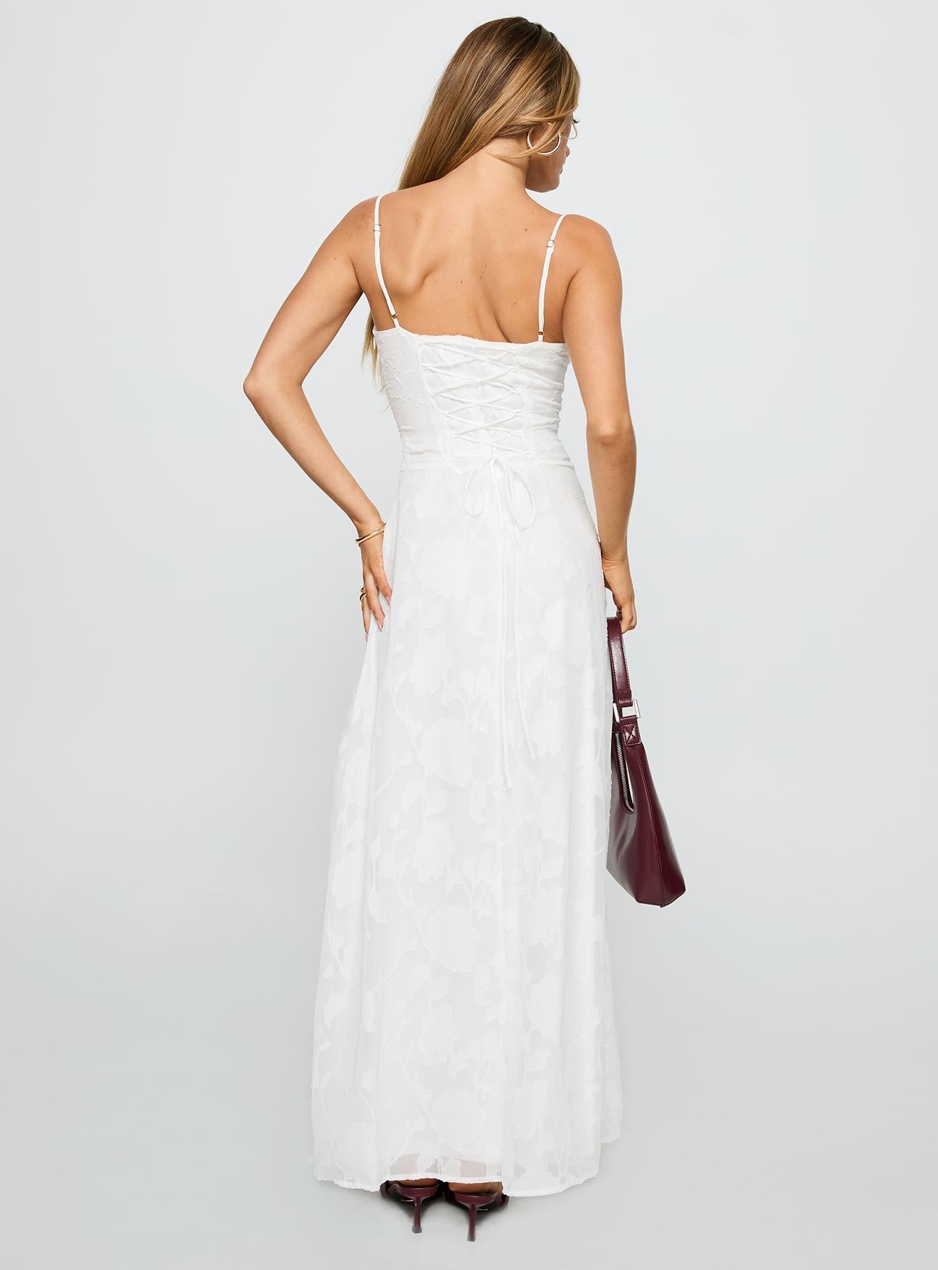Members Only Maxi Dress White Burnout - women's maxi dress by Ellevoria - view 5
