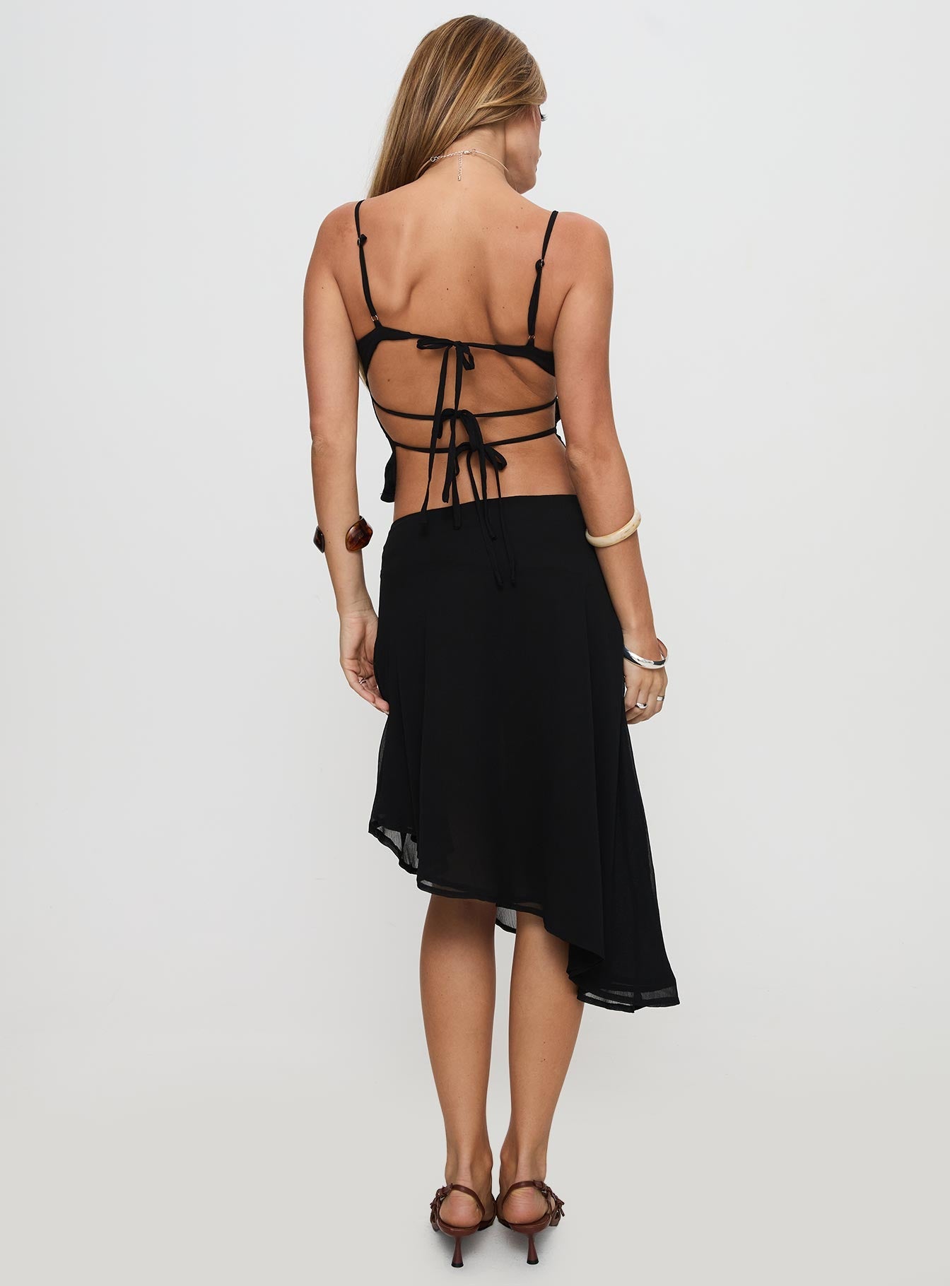 Pappilion Asymmetrical Midi Skirt Black women's two piece set by Ellevoria