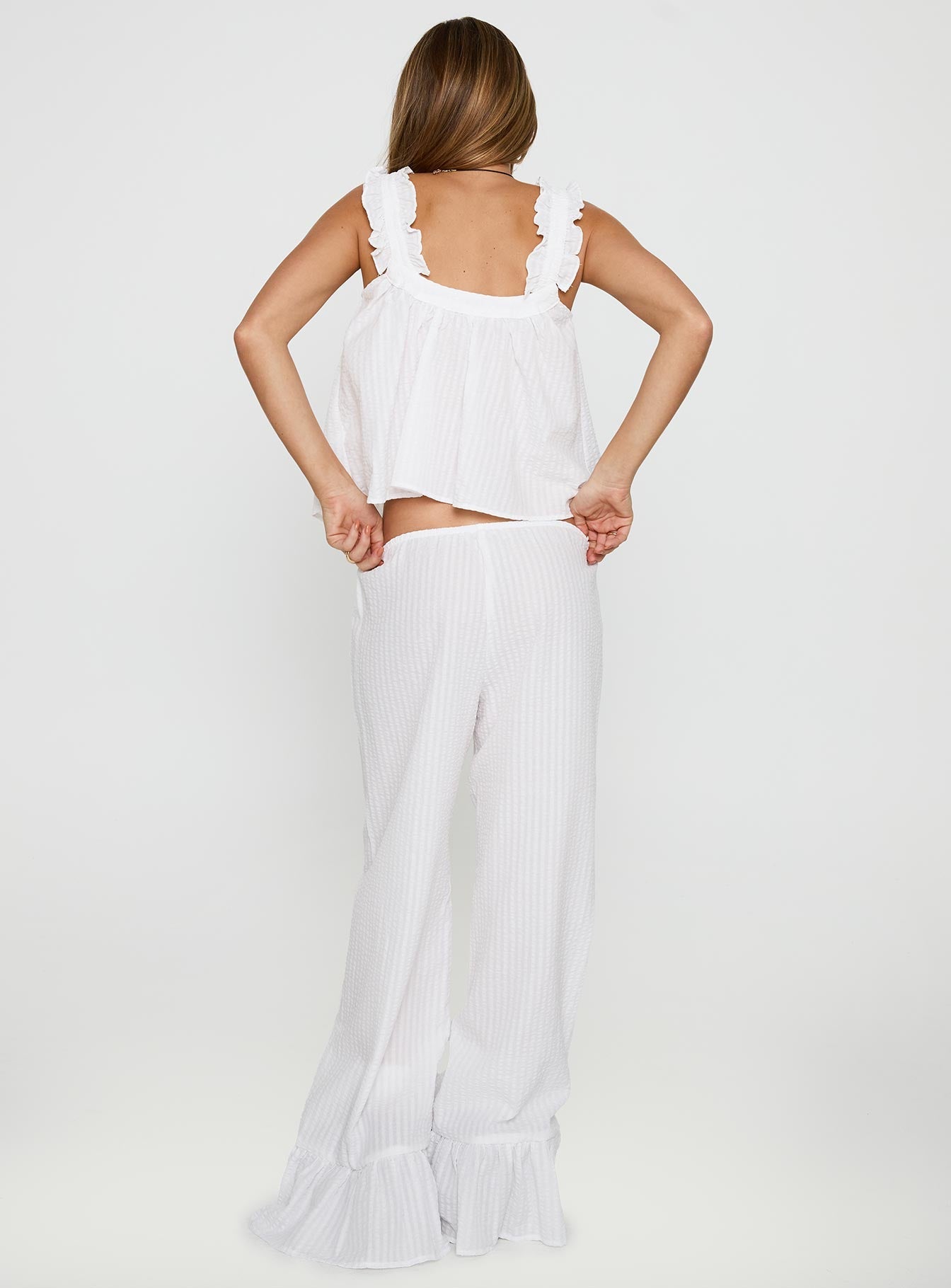 Santabelle Frill Pants White women's pant set by Ellevoria