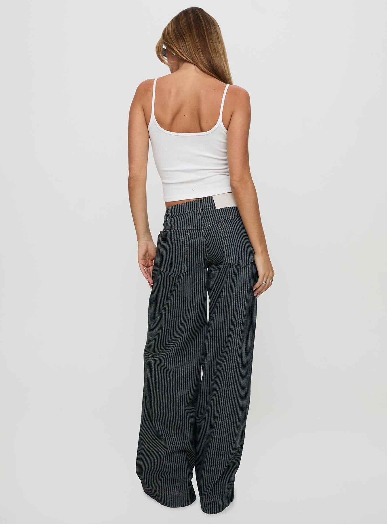 Actually Invested Low Rise Pants Denim Stripe women's pant set by Ellevoria