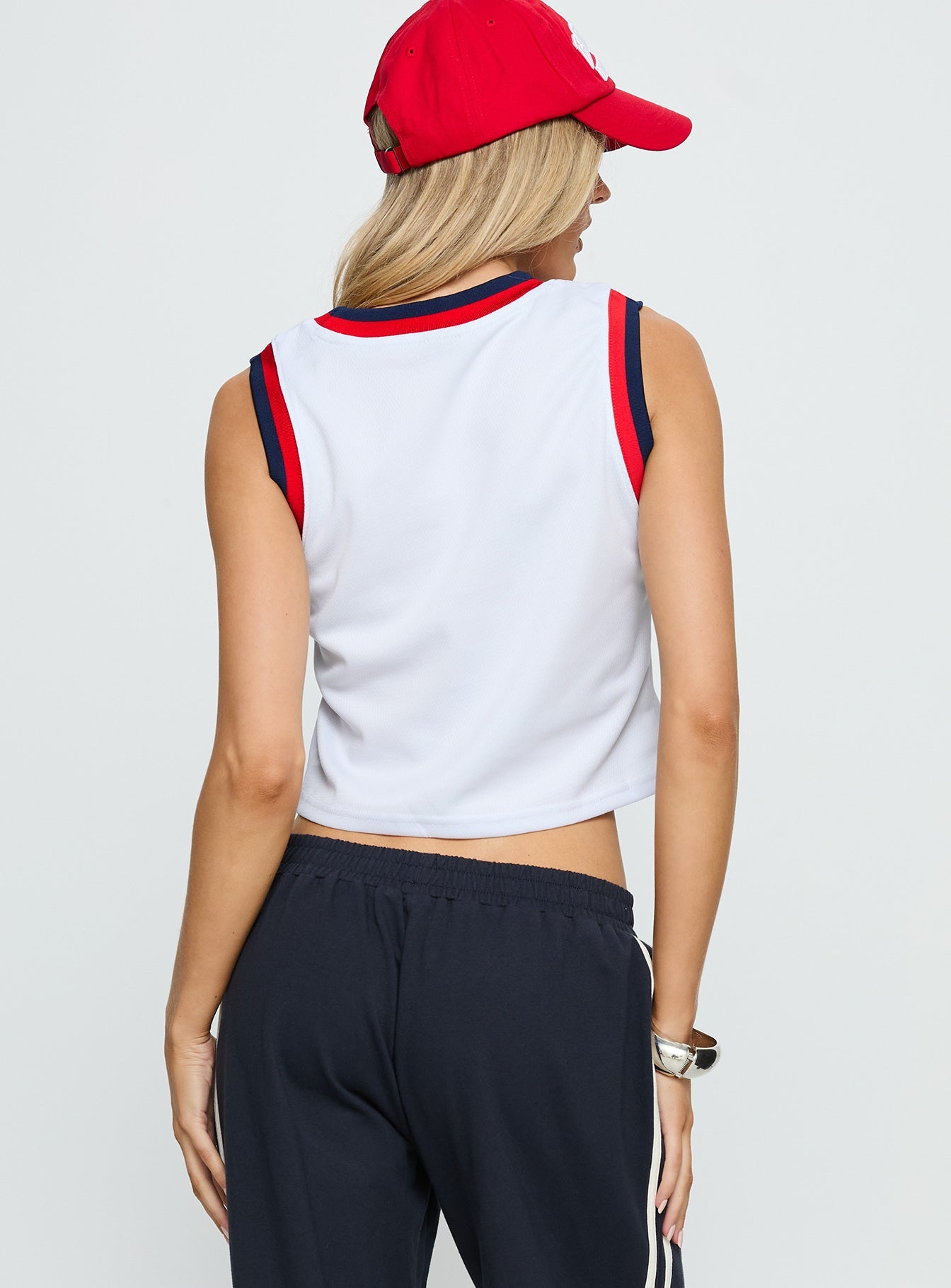BU Cropped Basketball Jersey Tank White - women's top by Ellevoria - view 5