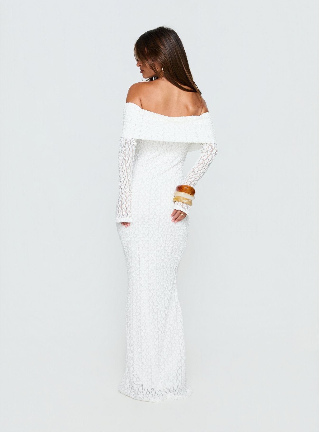 Sofenna Long Sleeve Off Shoulder Maxi Dress White - women's maxi dress by Ellevoria - view 5