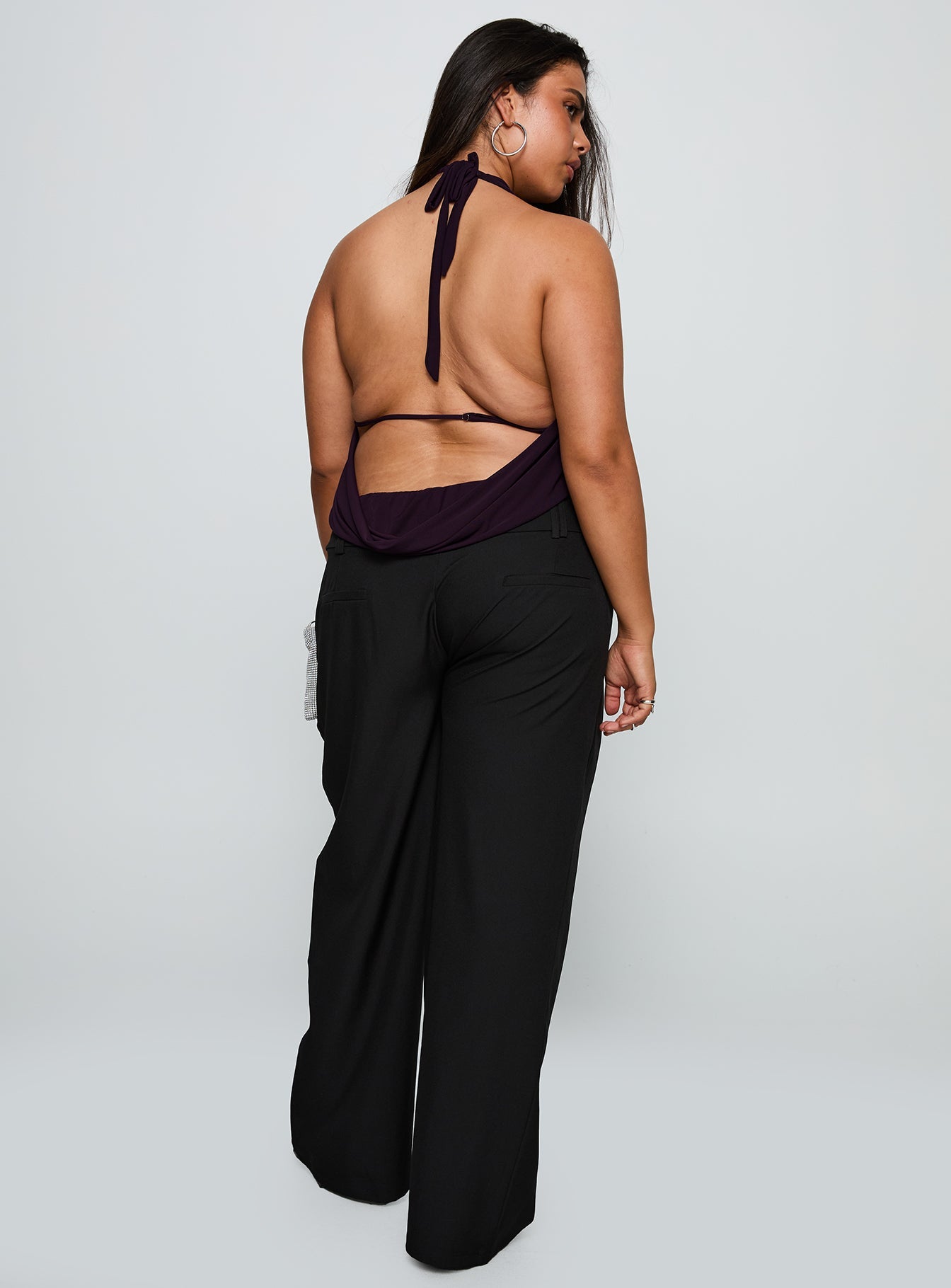 Two Lovers Low Rise Pants Black Curve - loose fit women's bottoms by Ellevoria
