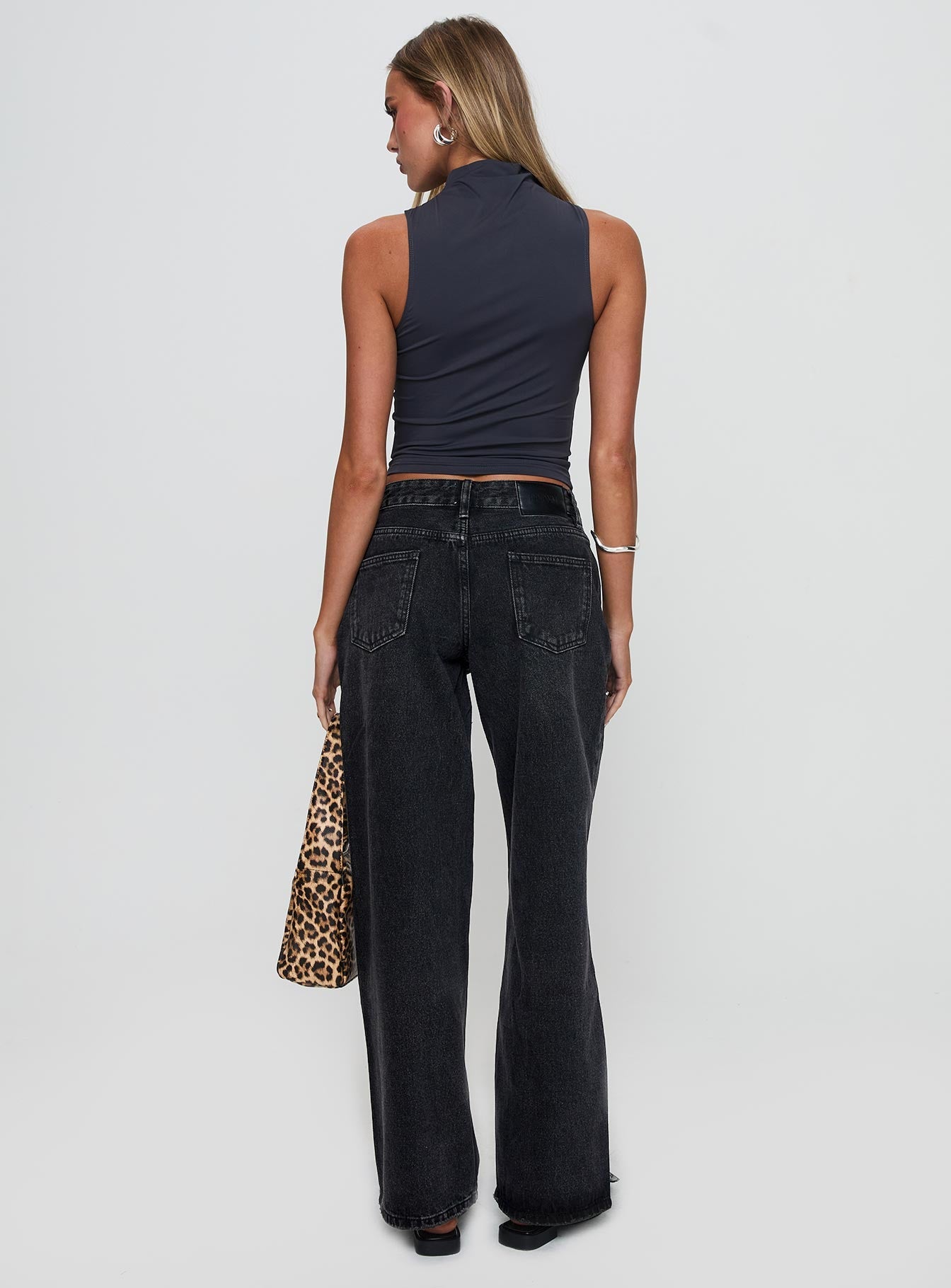 Serenitia Mid Rise Relaxed Jeans Washed Black women's denim jeans by Ellevoria