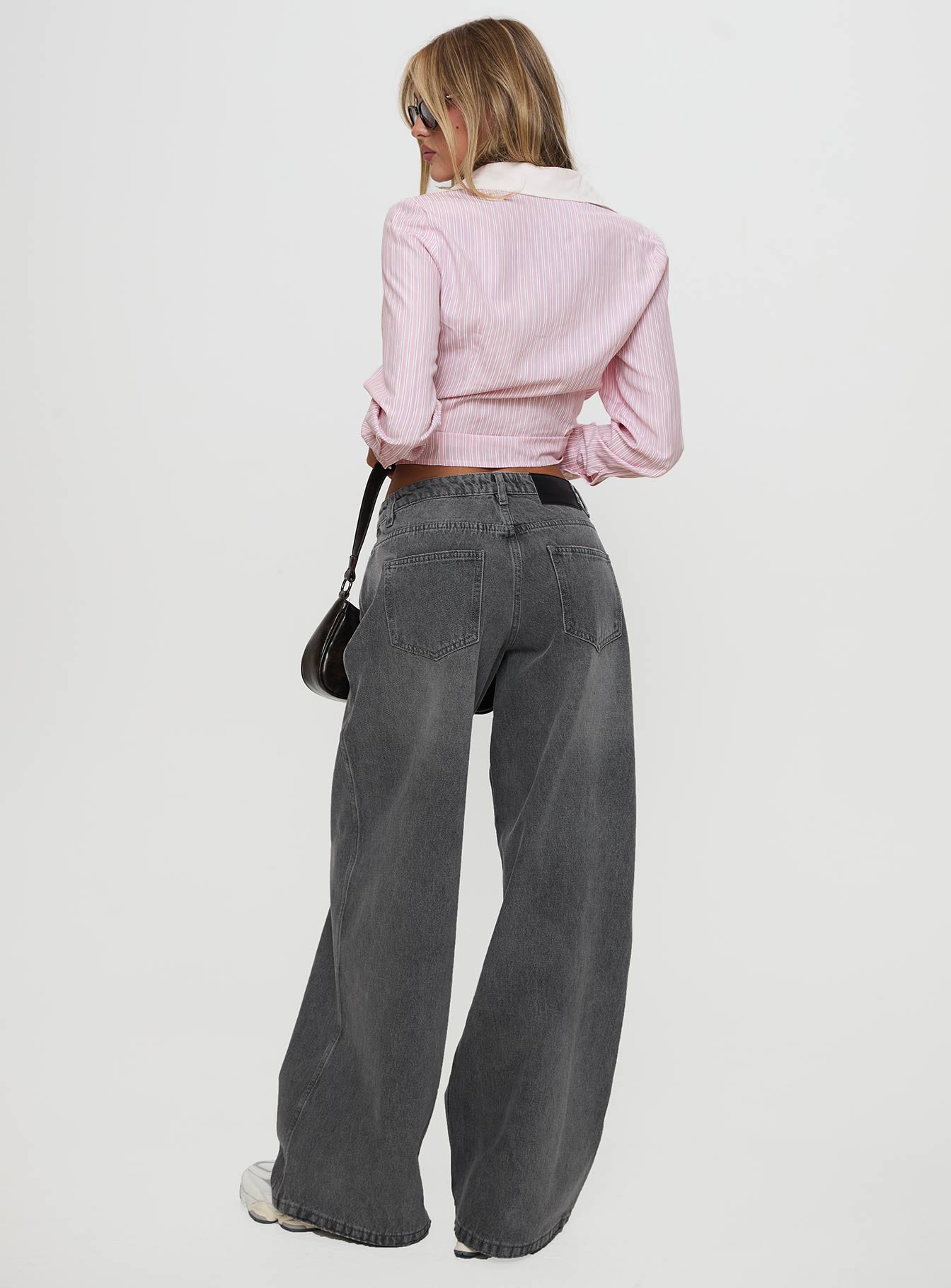 Ramos Low Rise Wide Leg Jeans Grey Wash women's denim jeans by Ellevoria