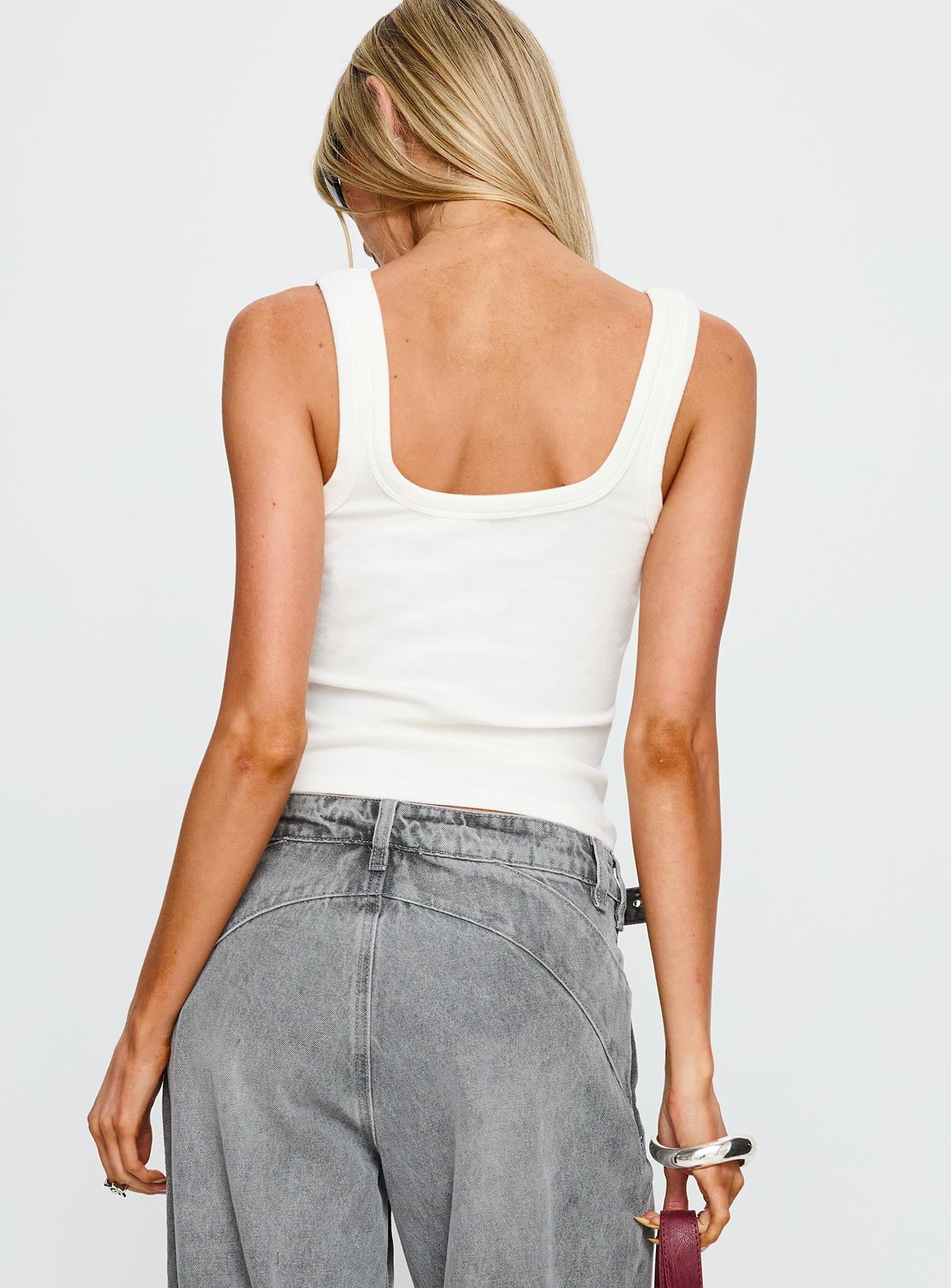 Diviana Droplet Rib Tank Top White - women's top by Ellevoria - view 5