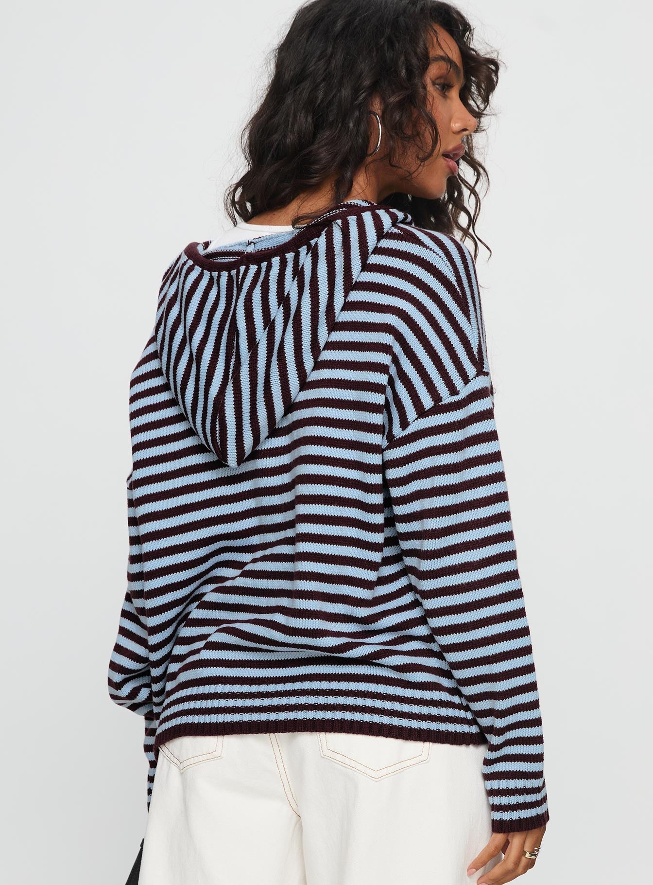 Brienna Zip Jacket Burgundy / Blue Stripe women's jacket by Ellevoria
