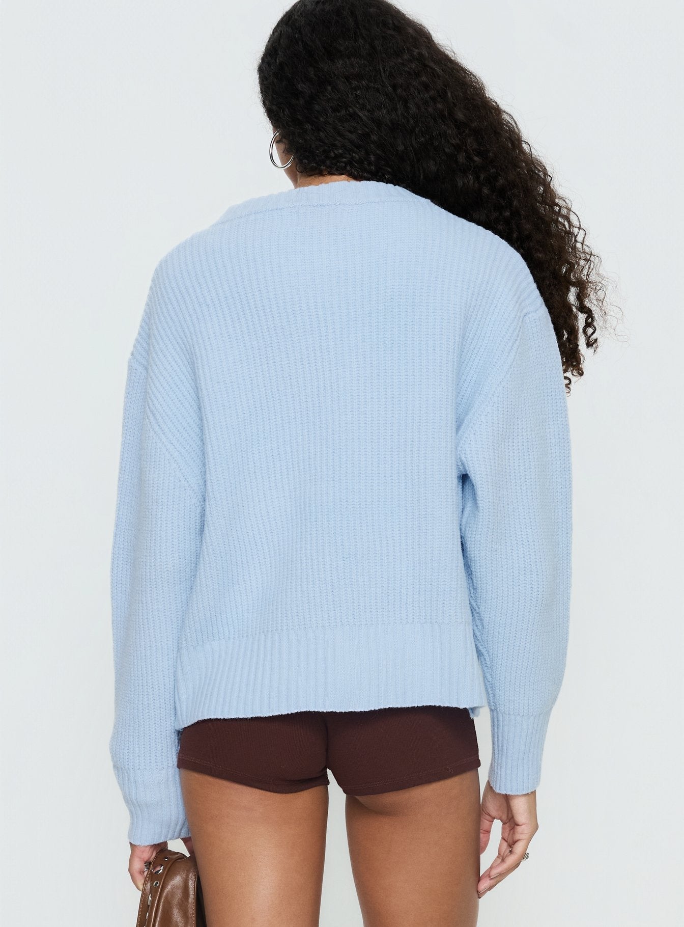 Lexene Zip Through Jumper Baby Blue women's sweater by Ellevoria