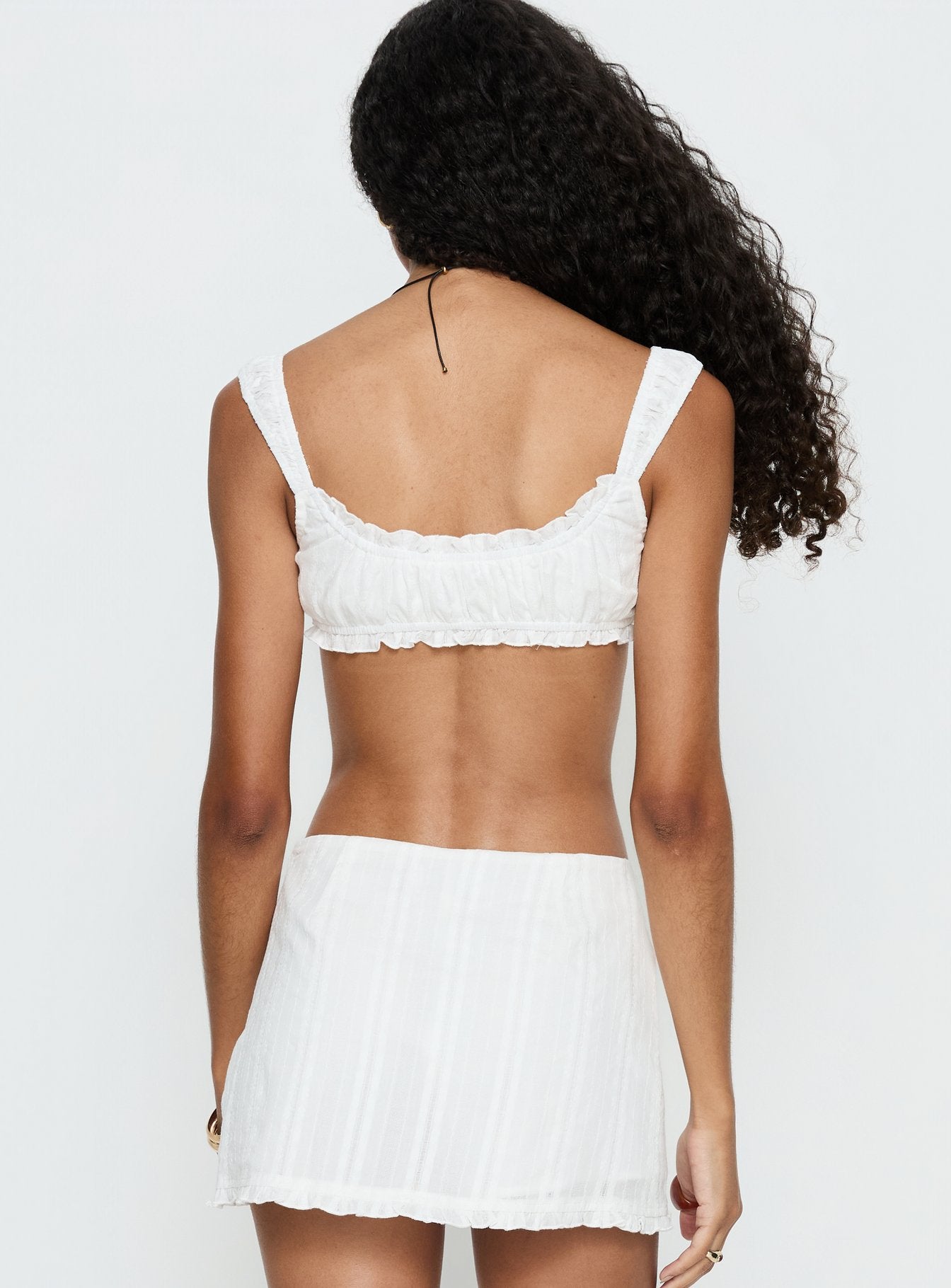 Nyelle Micro Crop Top White women's two piece set by Ellevoria
